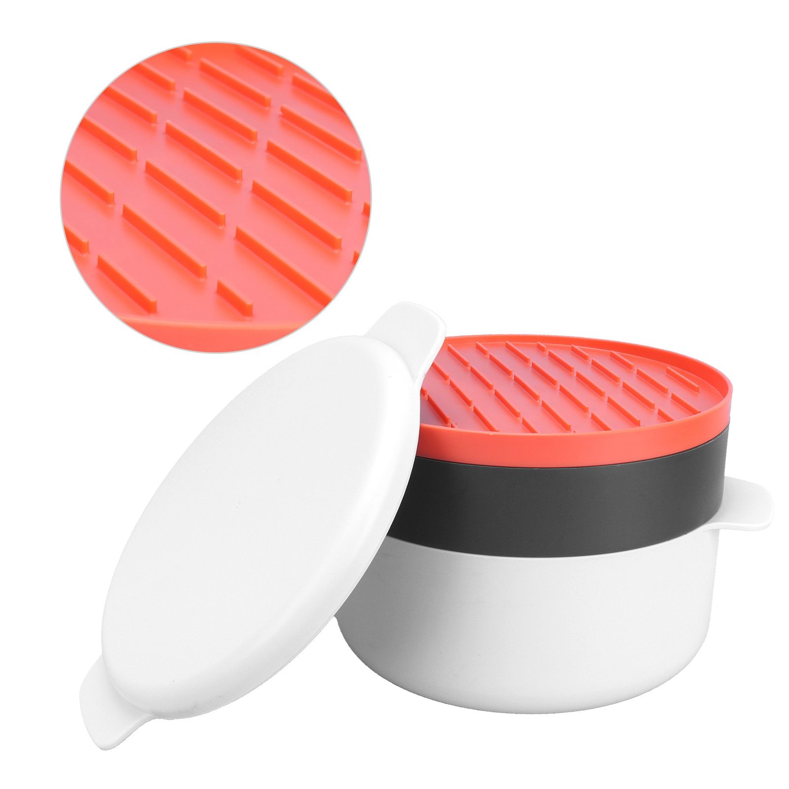 Multifunctional Round Rice Steaming Box Microwave Oven Special Lunch Box for view 8