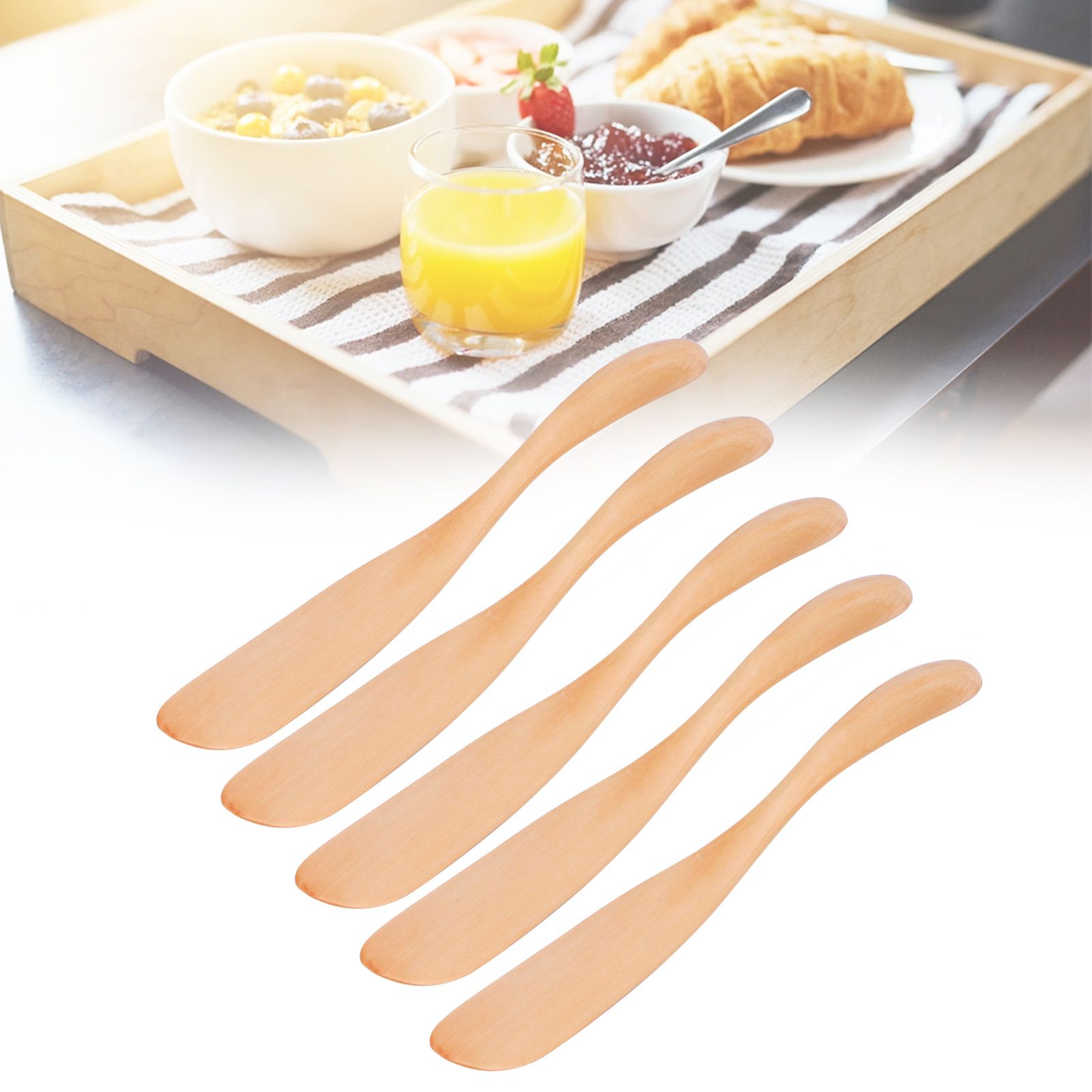5Pcs Wooden Butter Knife Japanese Style Jam Cheese Spreader Tableware for Home view 11