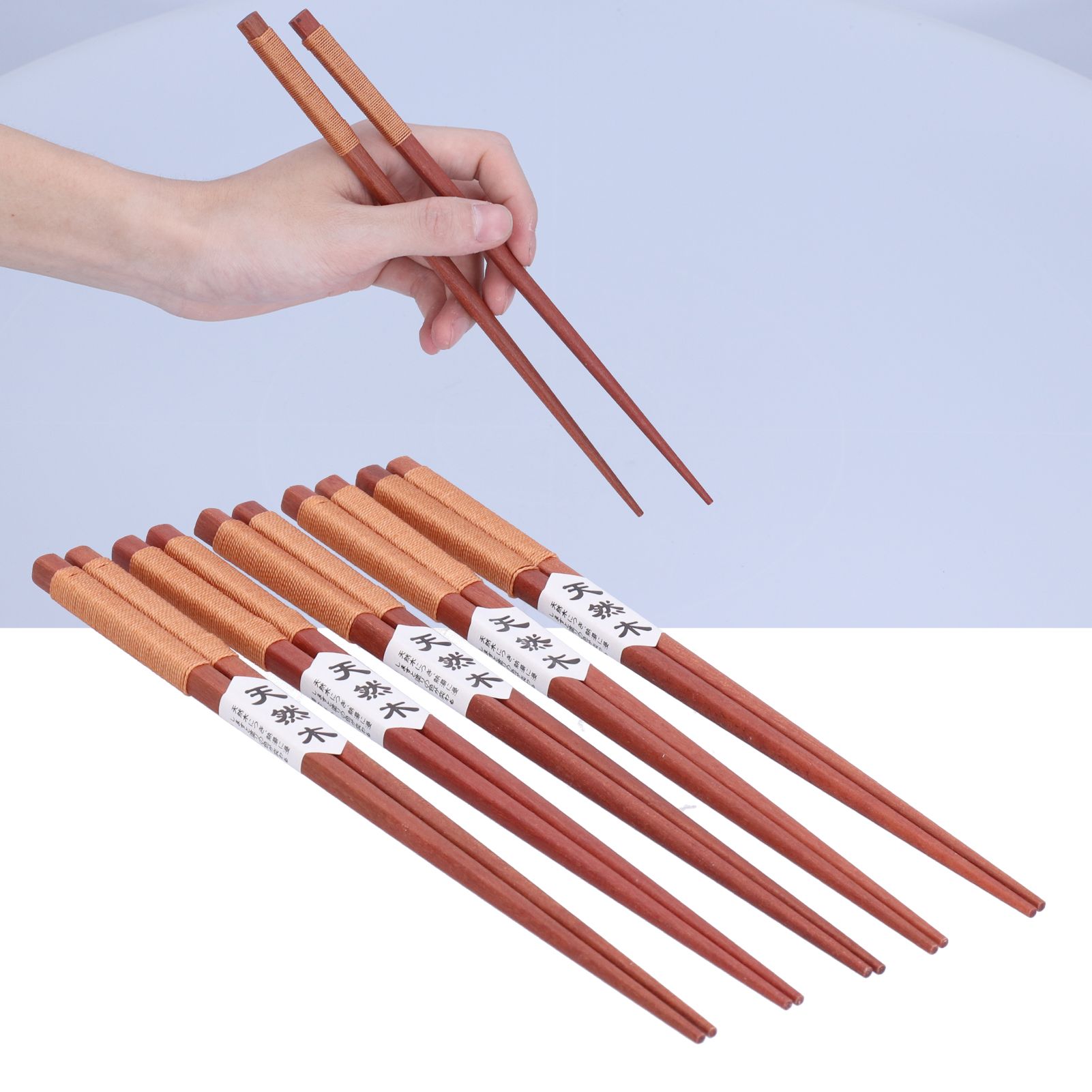 5Pairs Wooden Chopsticks Tangled Line NonSlip Sushi Chopsticks for Hotel view 11
