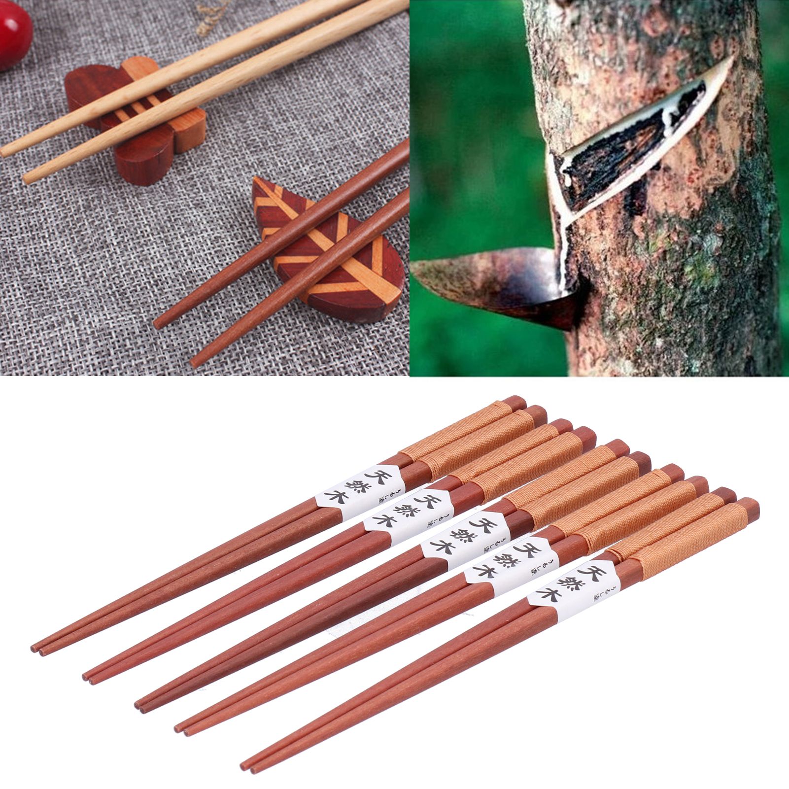 5Pairs Wooden Chopsticks Tangled Line NonSlip Sushi Chopsticks for Hotel view 12