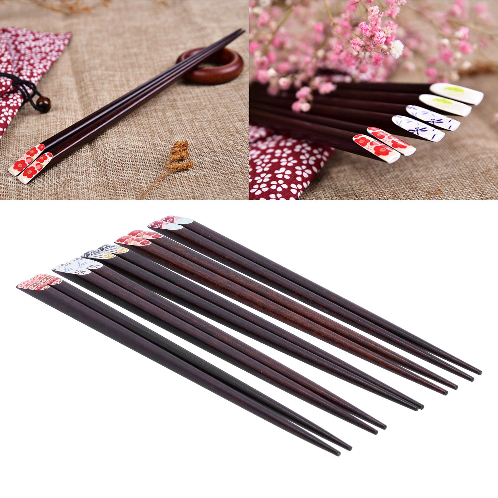 5 Pair Wood Chopsticks Set Innovative Japanese Style Reusable Chopstick view 11