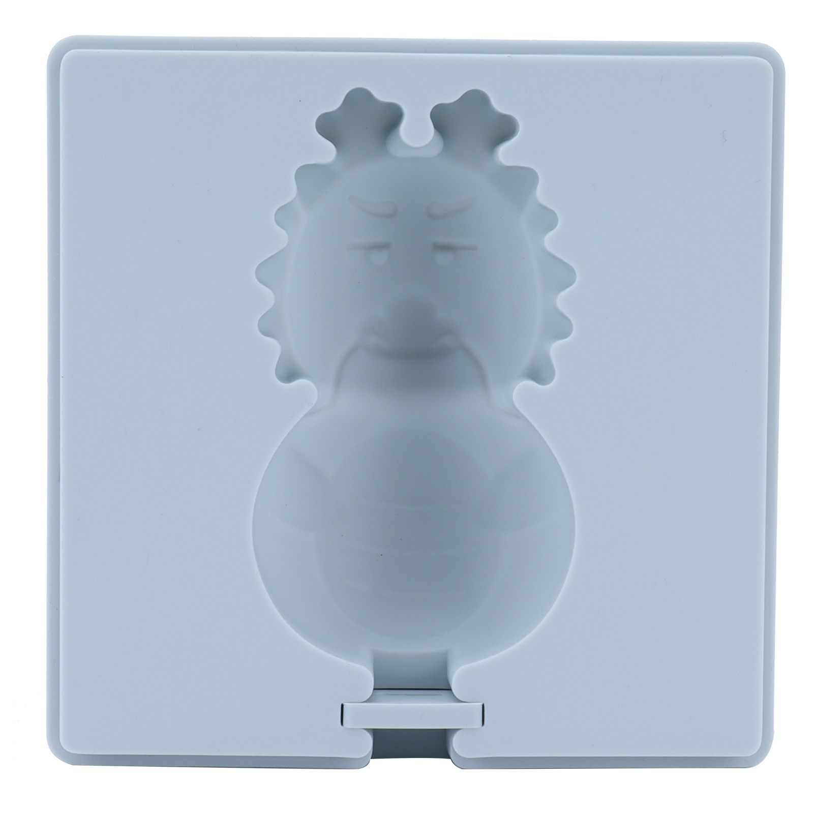 Grey Silicone Mold Cartoon Cute Homemade Ice Cream Mould with Lid and Wooden