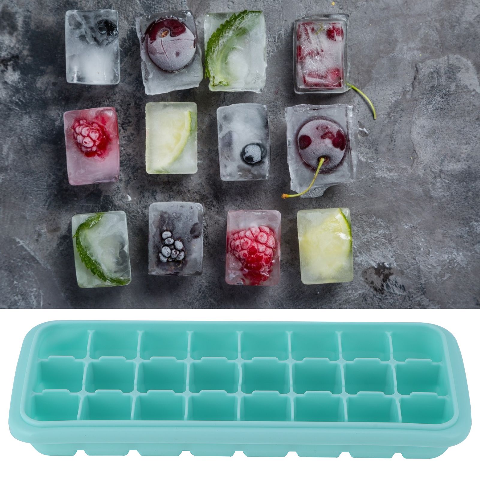 24-Grid Small Cubes Silicone Ice Tray with PP Lid Silicone Ice Mold for Home view 11