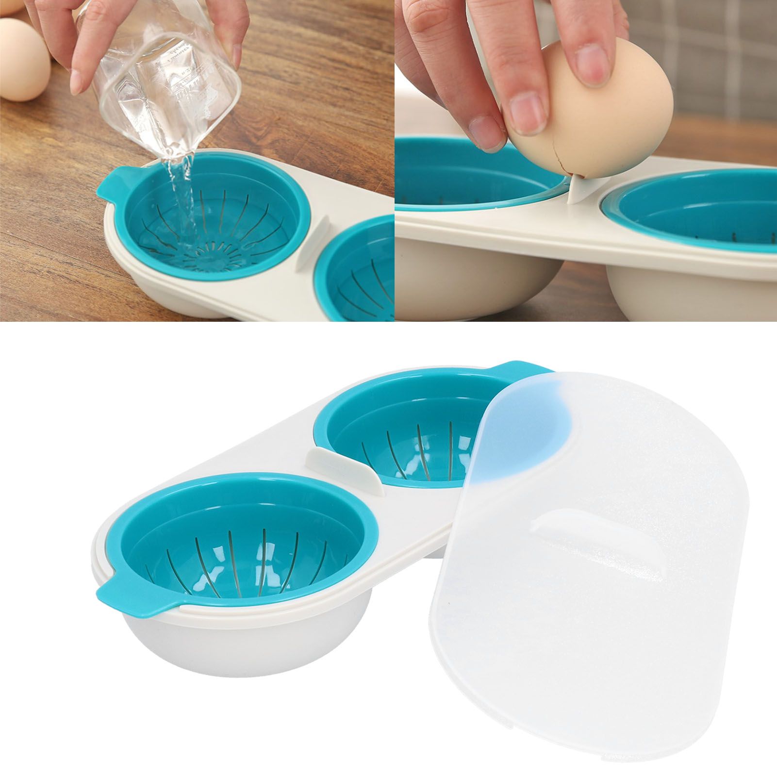 Microwave Egg Poacher Food Grade Double Cup Egg Boiler Cookware Kitchen view 11
