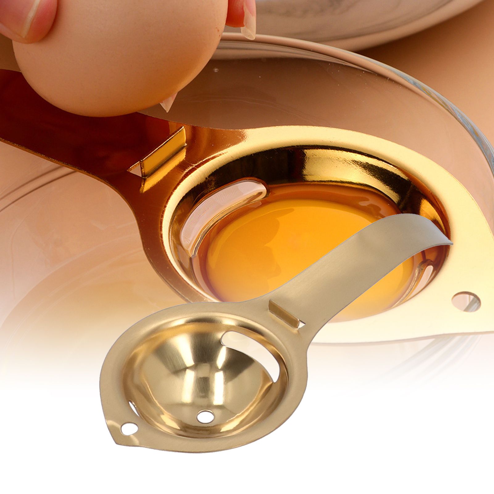 Egg Yolk White Separator Stainless Steel Egg Divider Strainer Filter with Long view 11