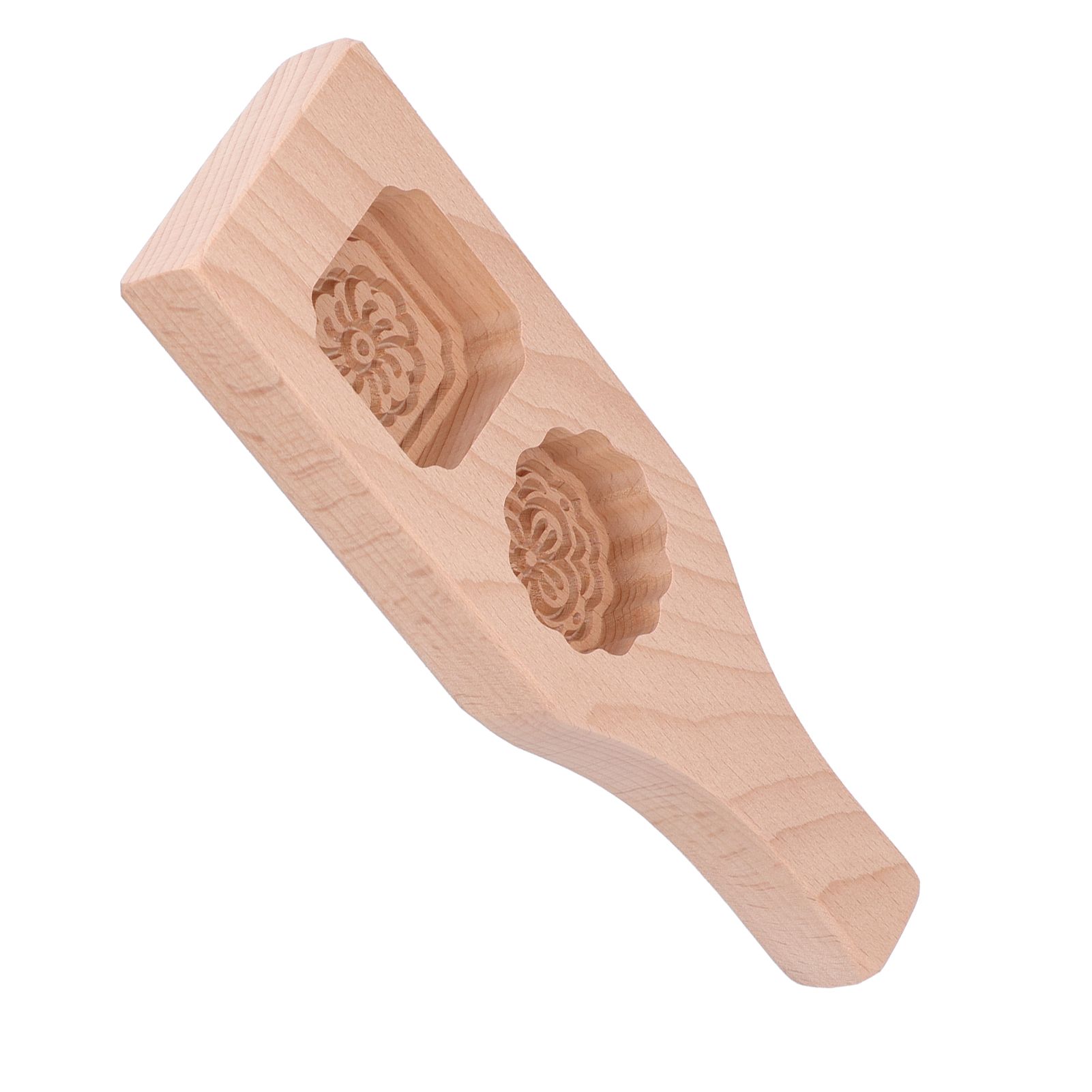 Mooncake Mold 2 Holes Chinese Style Wooden HandMade Pastry Baking Mold for