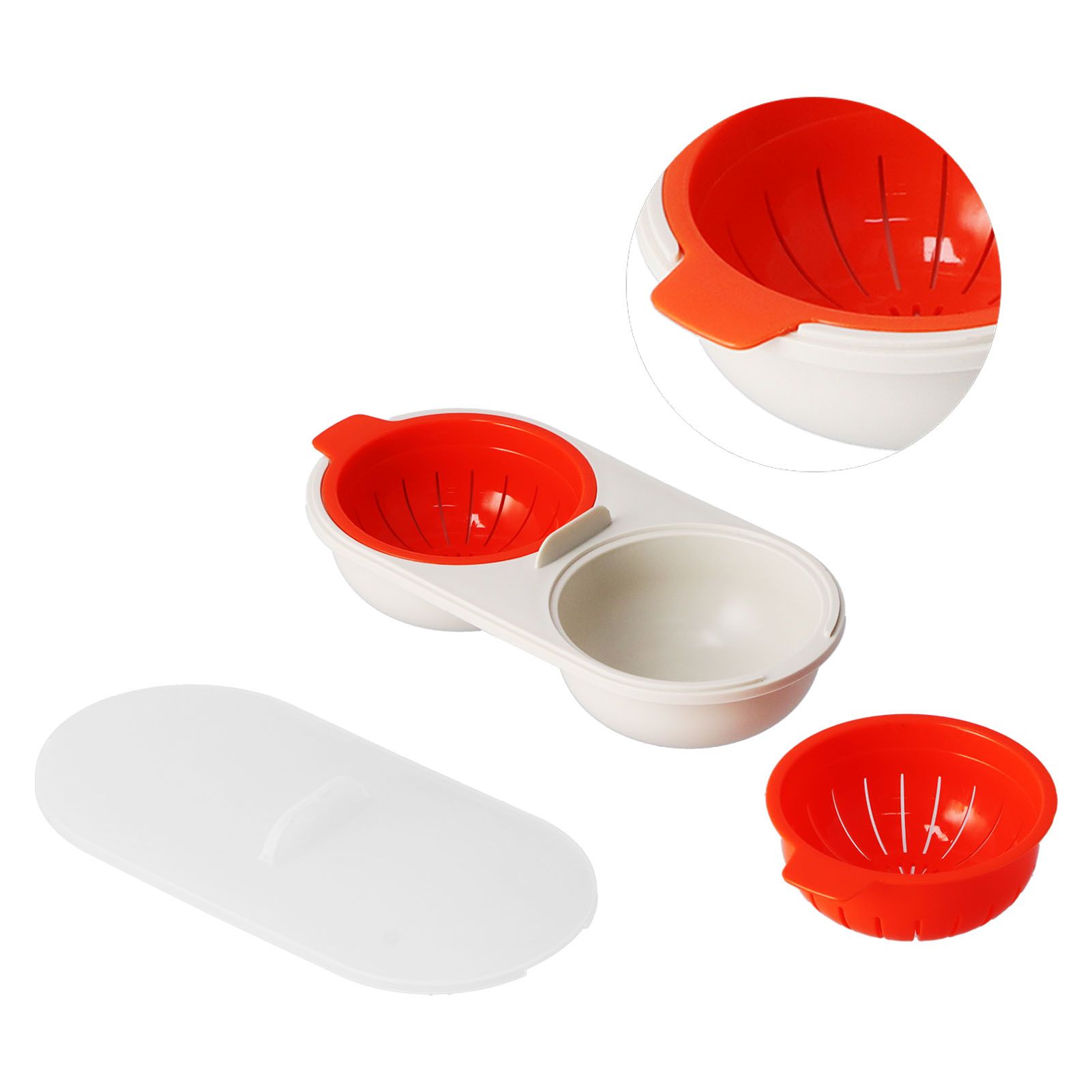 Microwave Egg Cooker Food Grade PP Removable Drain Basket Egg Cooker for view 10