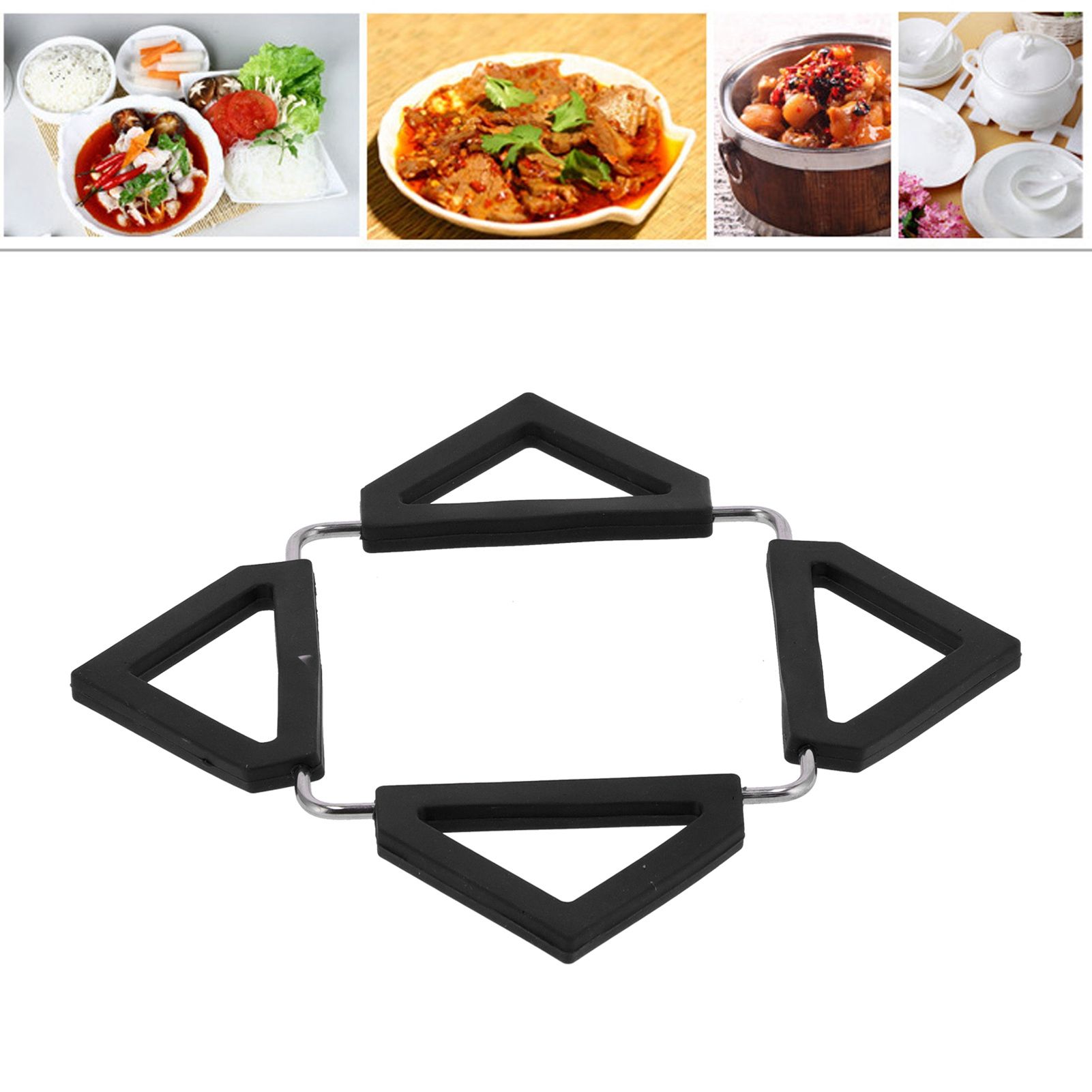 Silicone Trivet Mat Stainless Steel Hot Pot Holder NonSlip Coasters Heat view 11