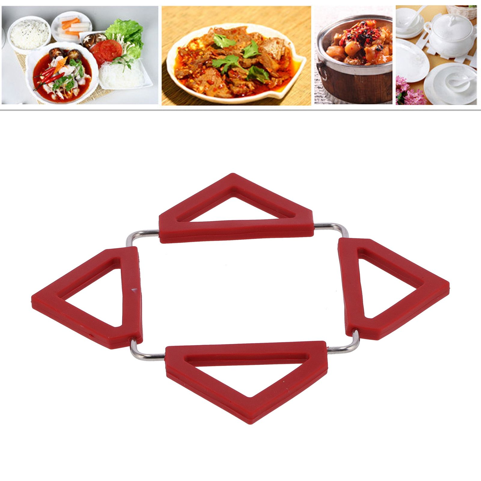 Silicone Trivet Mat Stainless Steel Hot Pot Holder NonSlip Coasters Heat view 11