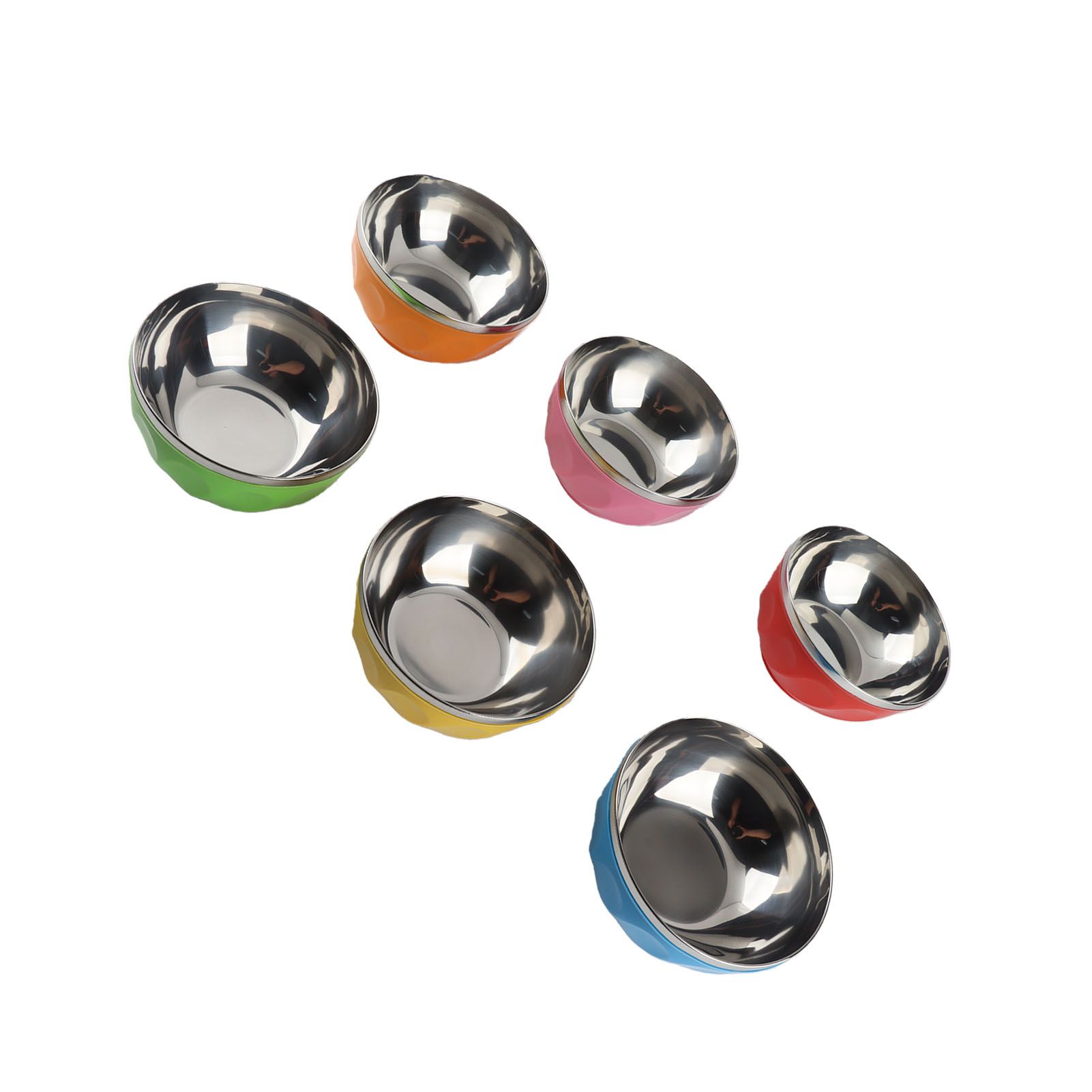 6Pcs set Color Stainless Steel Bowl Heat Insulation Salad Noodles Bowl for view 8