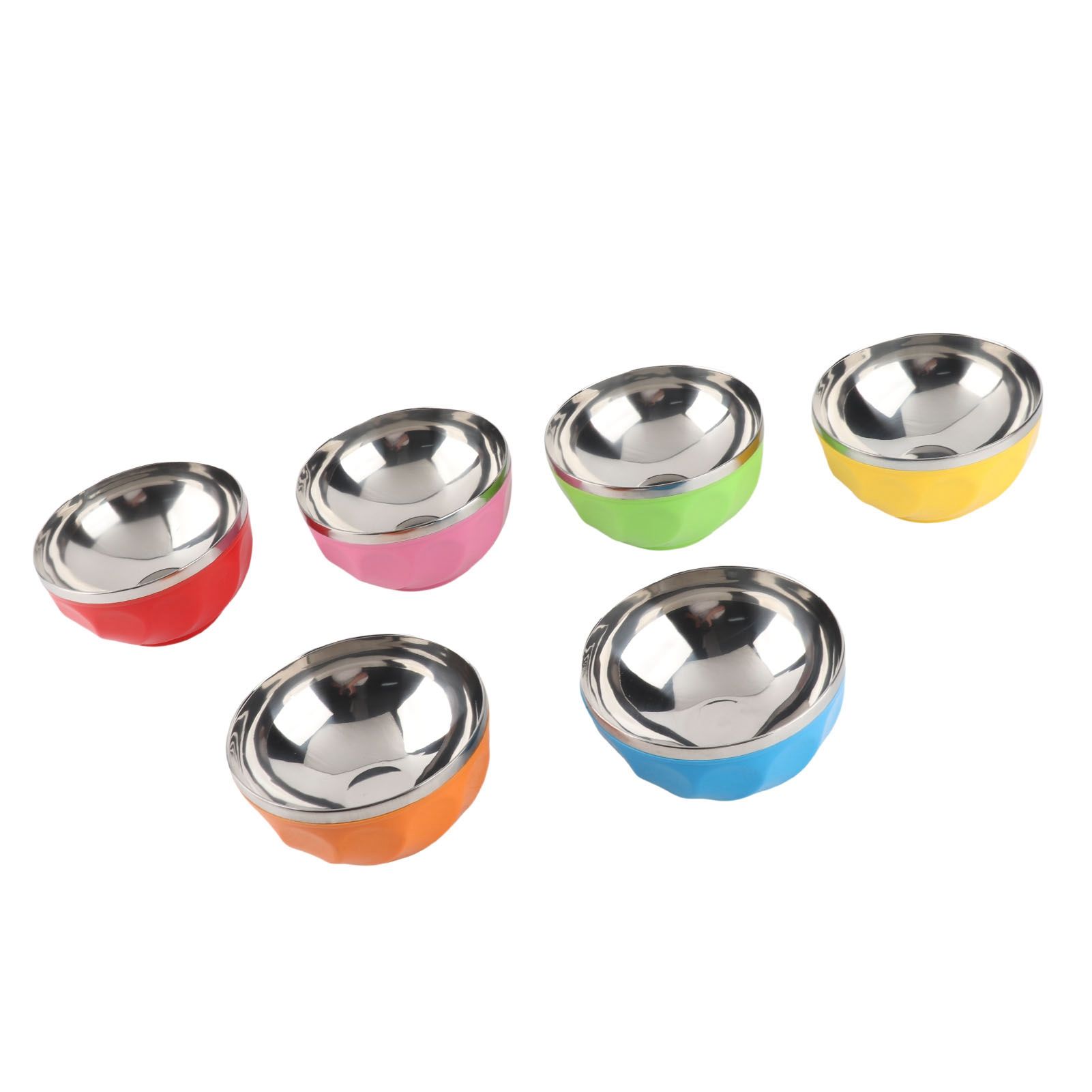 6Pcs set Color Stainless Steel Bowl Heat Insulation Salad Noodles Bowl for — image 1