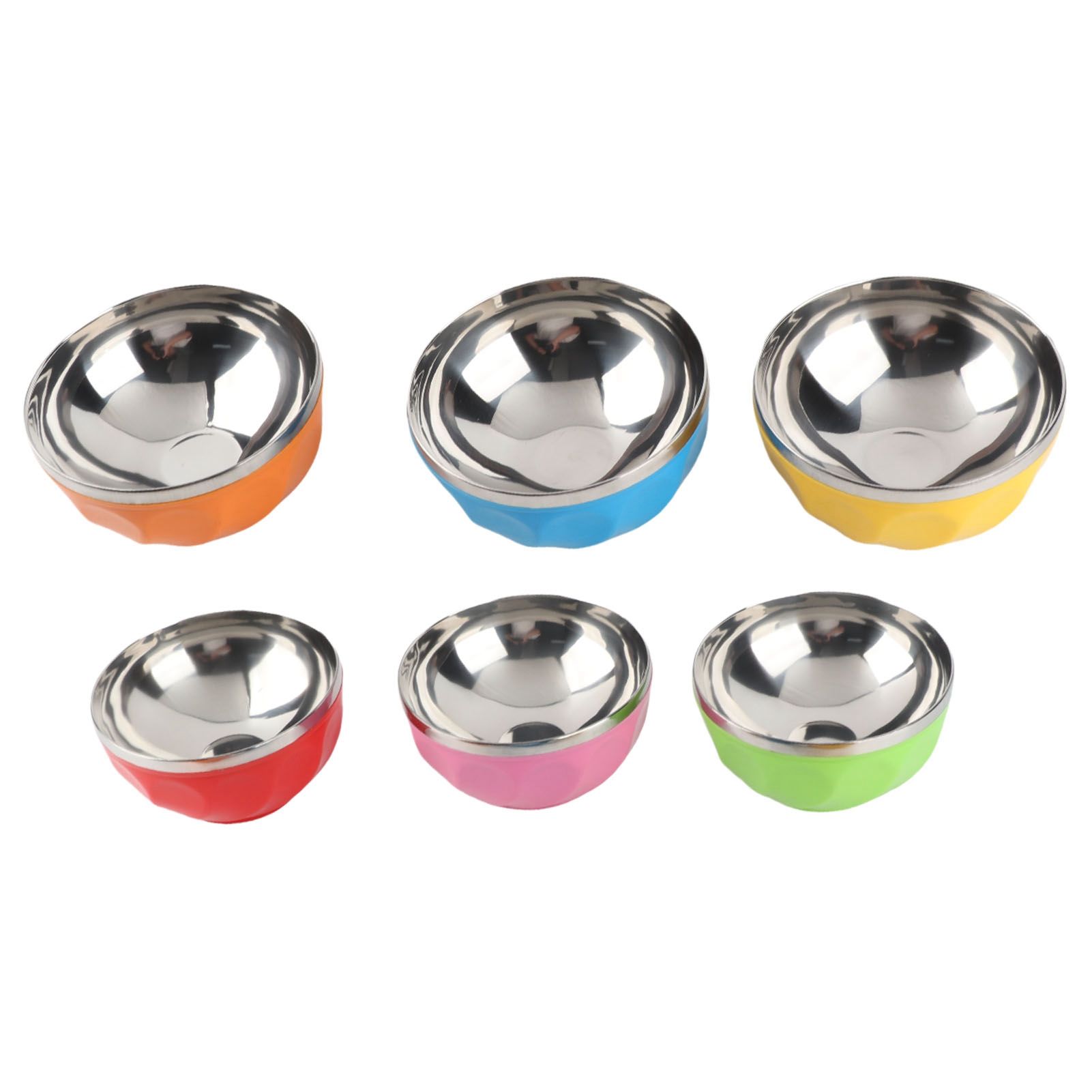 6Pcs set Color Stainless Steel Bowl Heat Insulation Salad Noodles Bowl for view 3