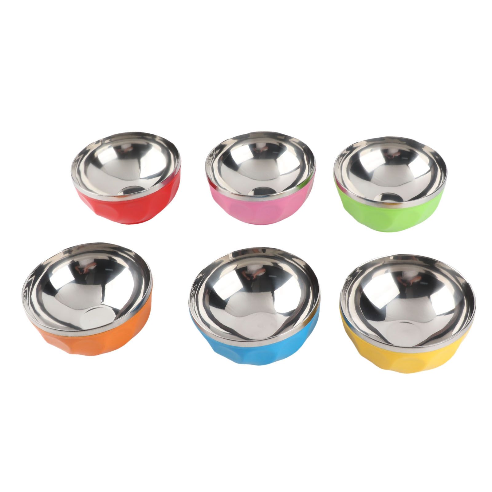 6Pcs set Color Stainless Steel Bowl Heat Insulation Salad Noodles Bowl for view 5