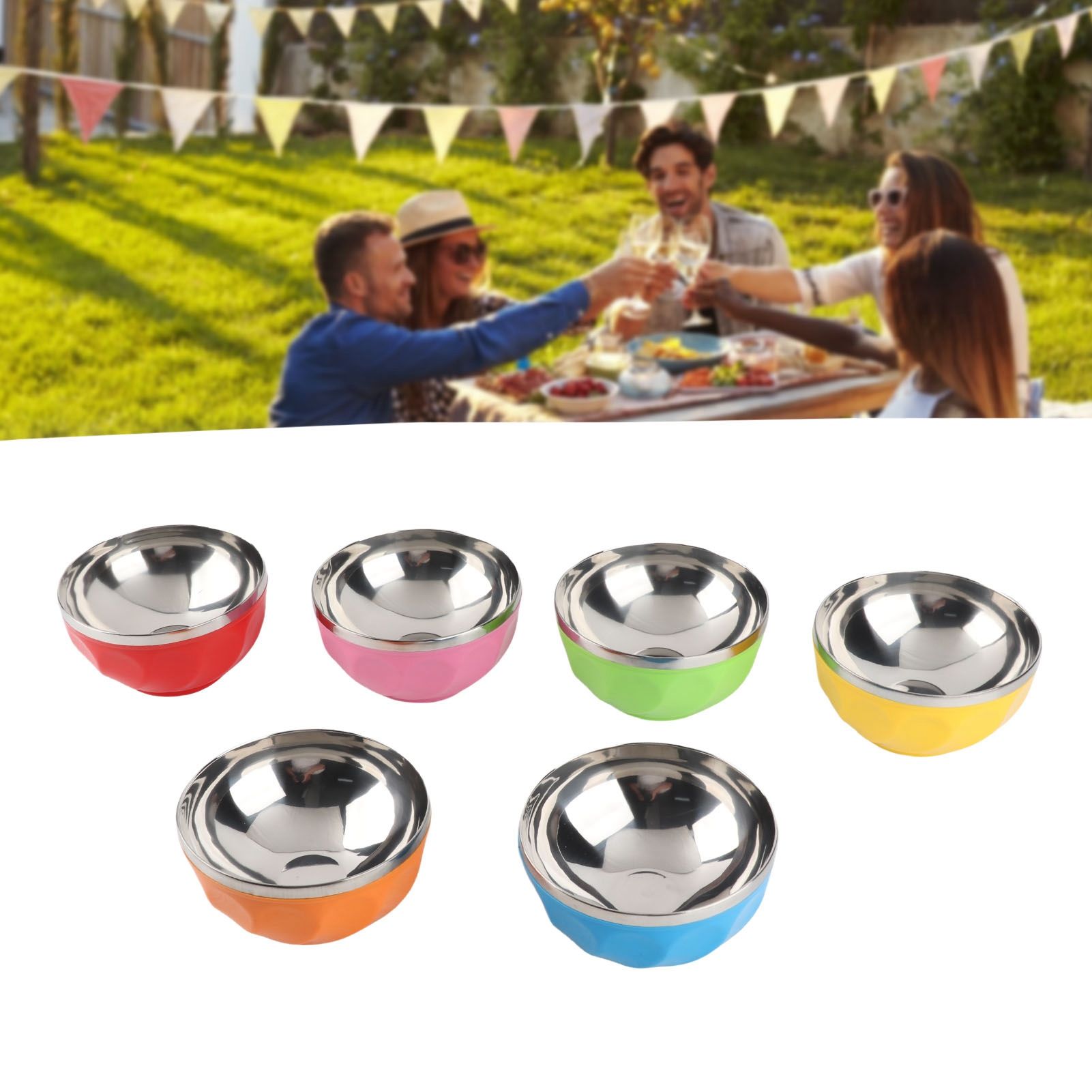 6Pcs set Color Stainless Steel Bowl Heat Insulation Salad Noodles Bowl for view 11