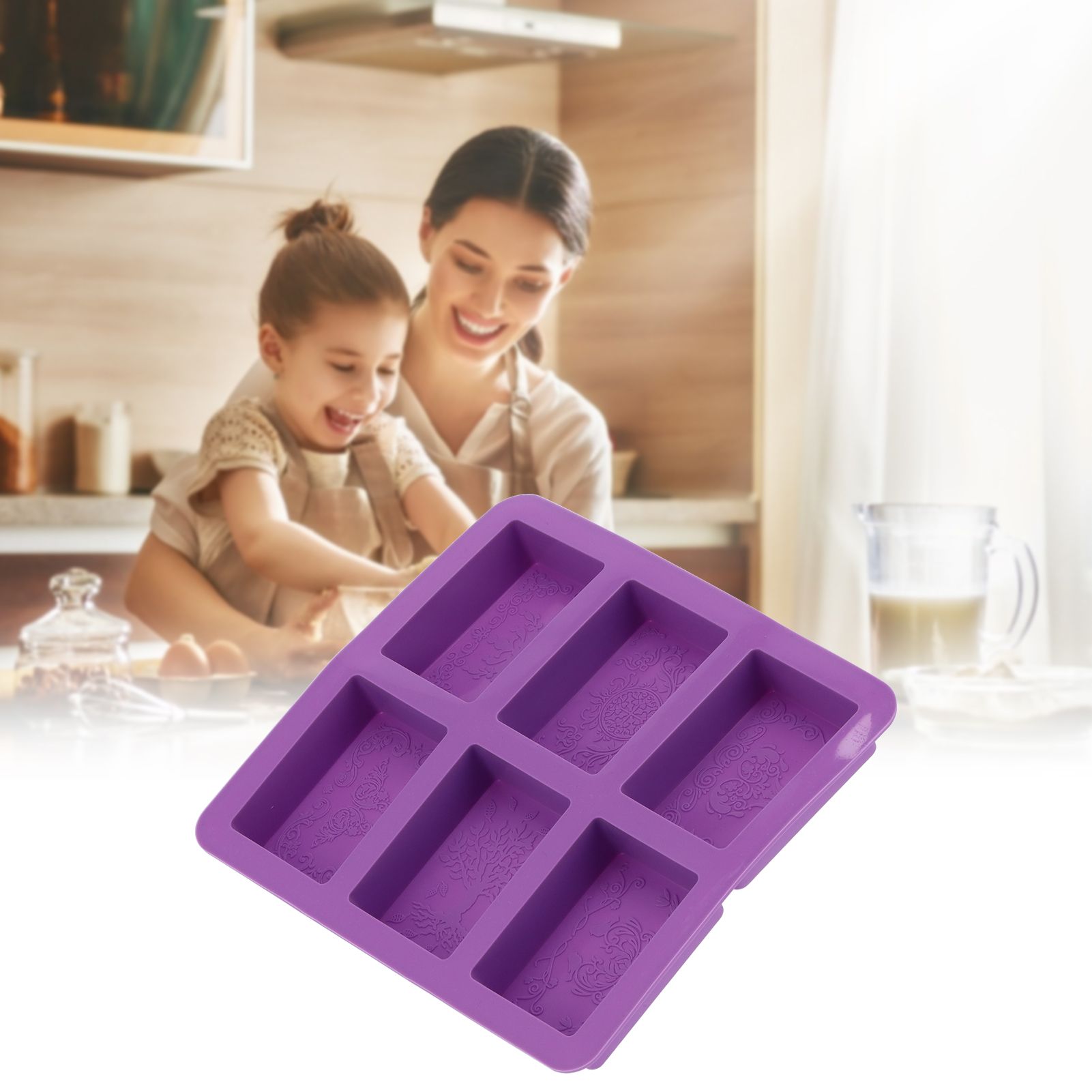 6-Grid Originality Pattern Mold Silicone Hand Made Soap Cake Mold for Home view 11