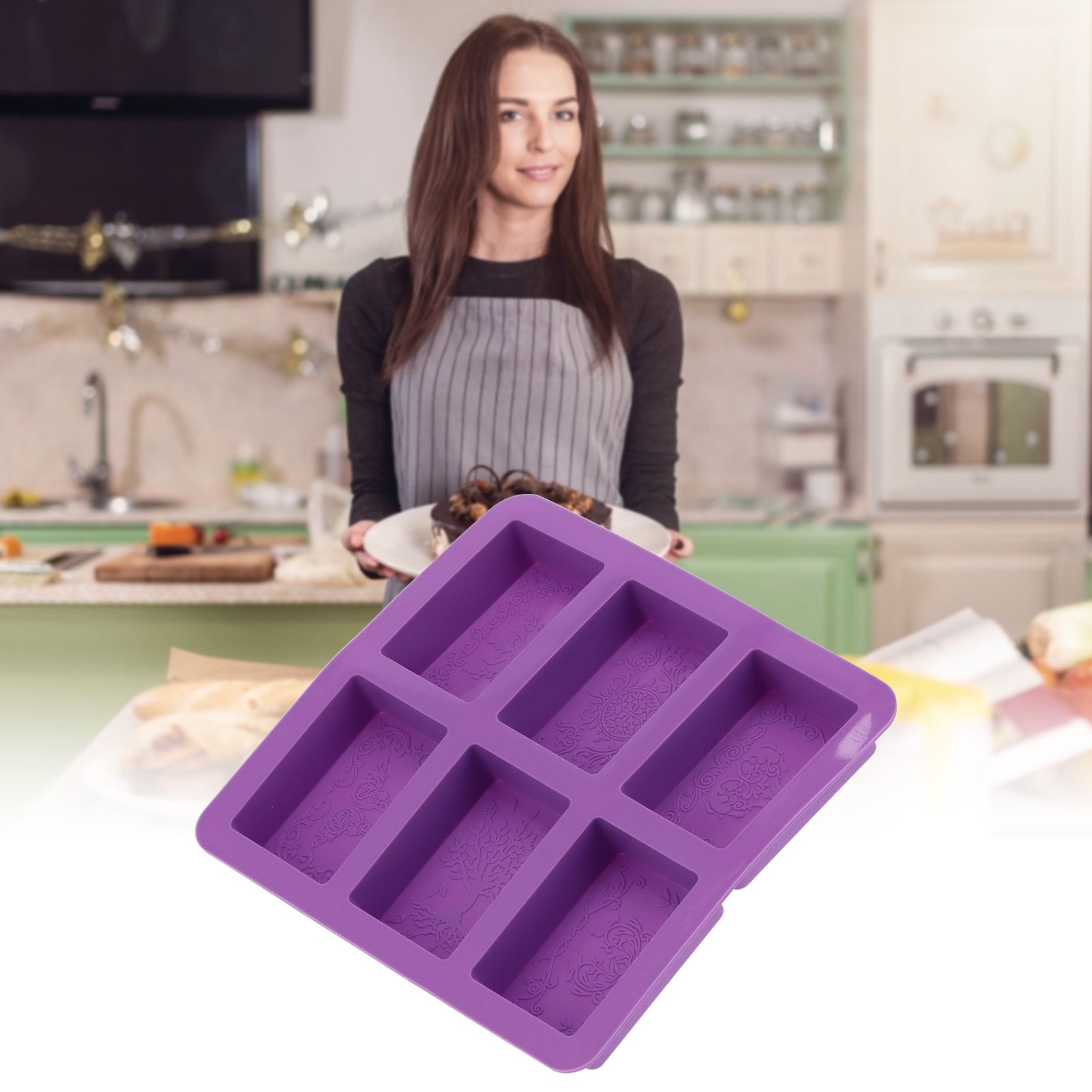 6-Grid Originality Pattern Mold Silicone Hand Made Soap Cake Mold for Home view 12