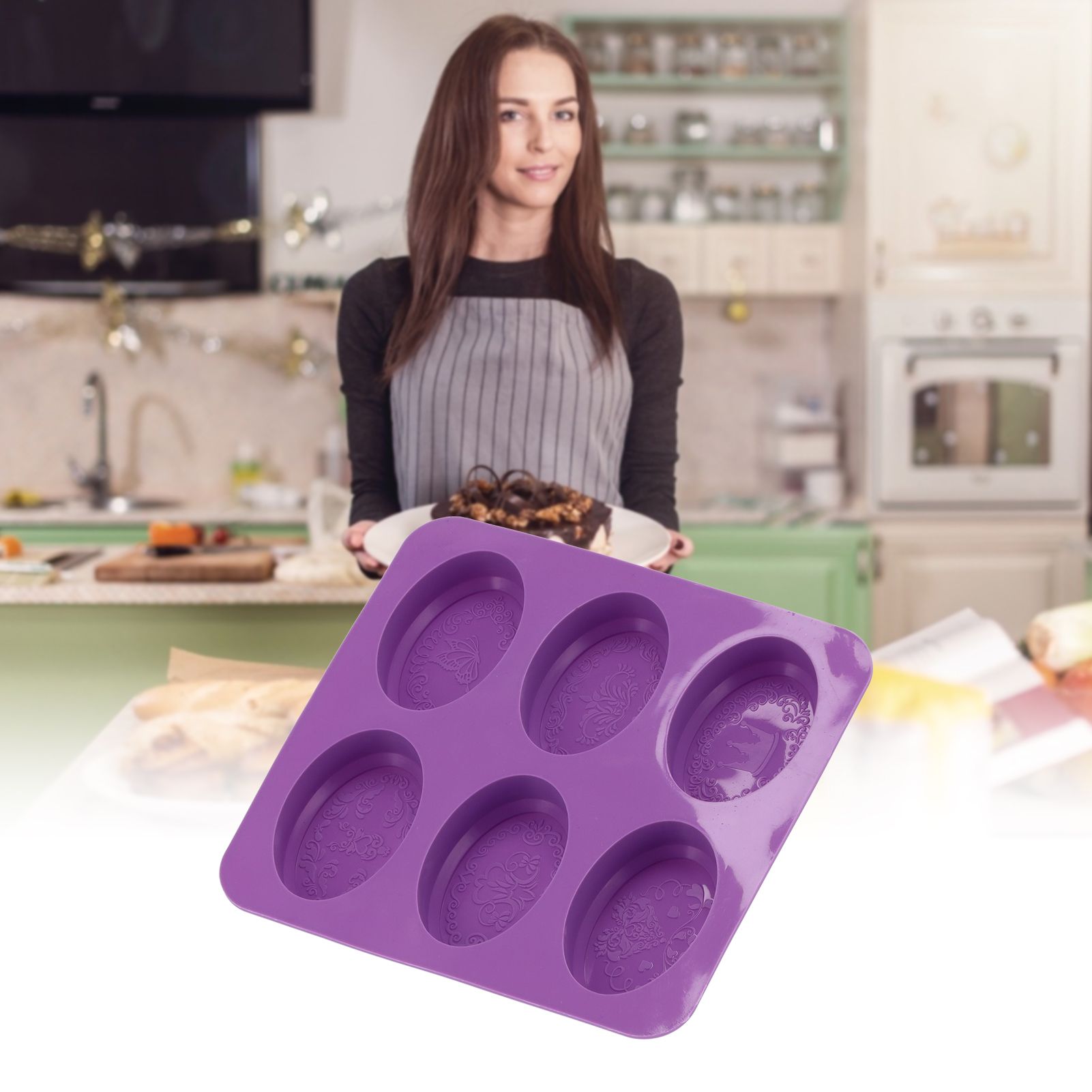 6-Grid Originality Pattern Mold Silicone Hand Made Soap Cake Mold for Home view 12