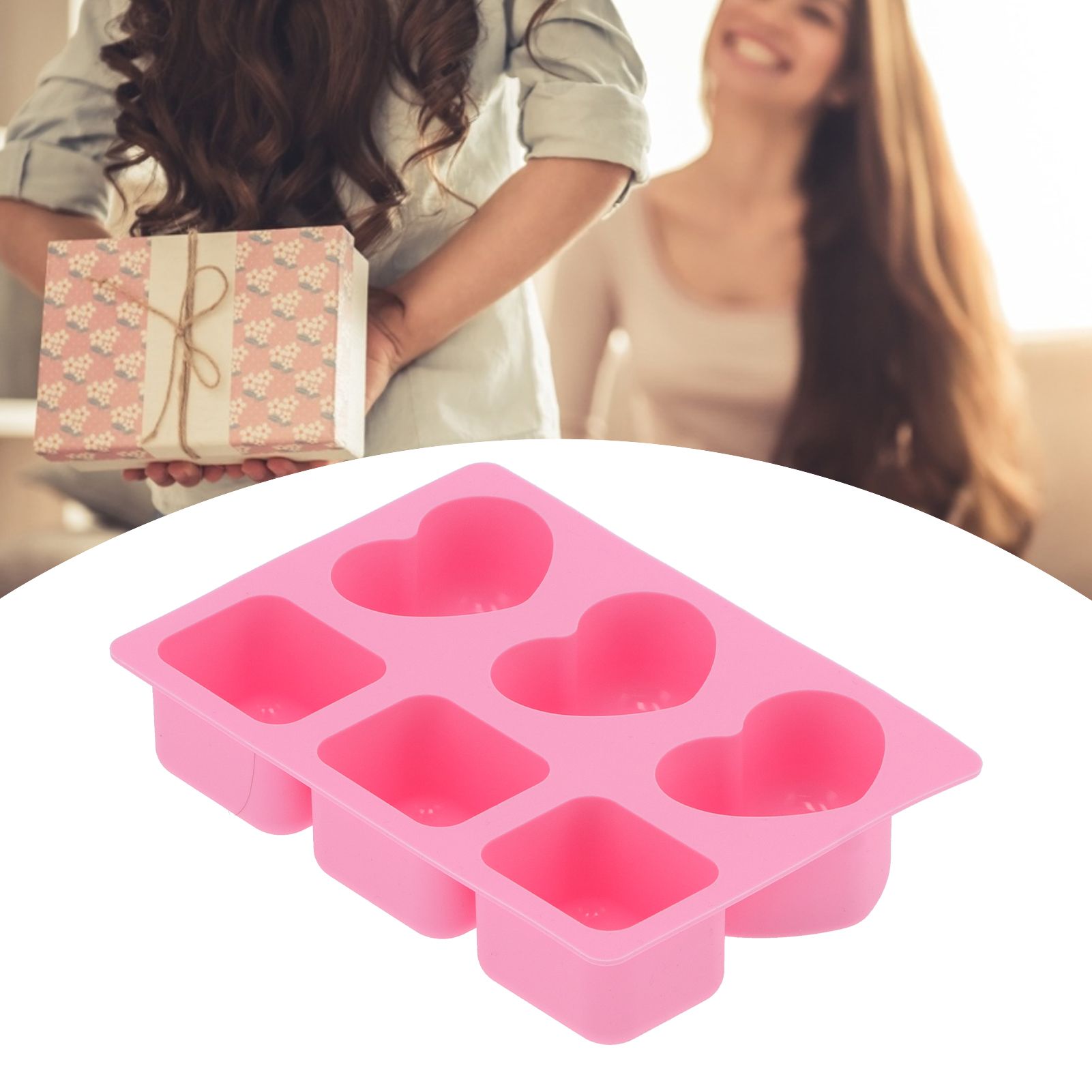 6‑Grid Heart Rectangular Shape Cake Mold Silicone Soap Mold Baking Tool for view 12