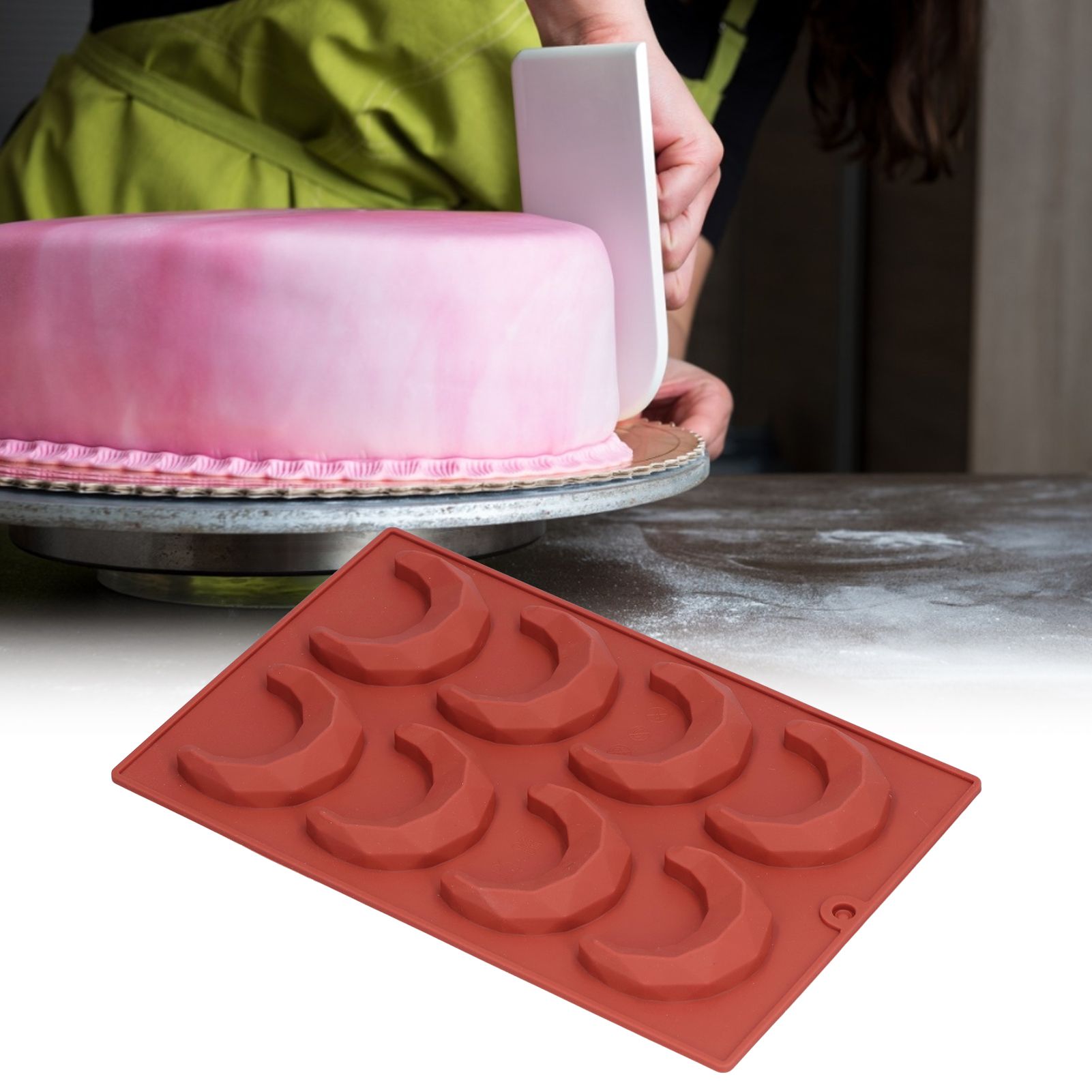 8Hole MoonShaped Mold 3 Dimensional Chocolate Cake Sweet Mold for Home Bakery view 11