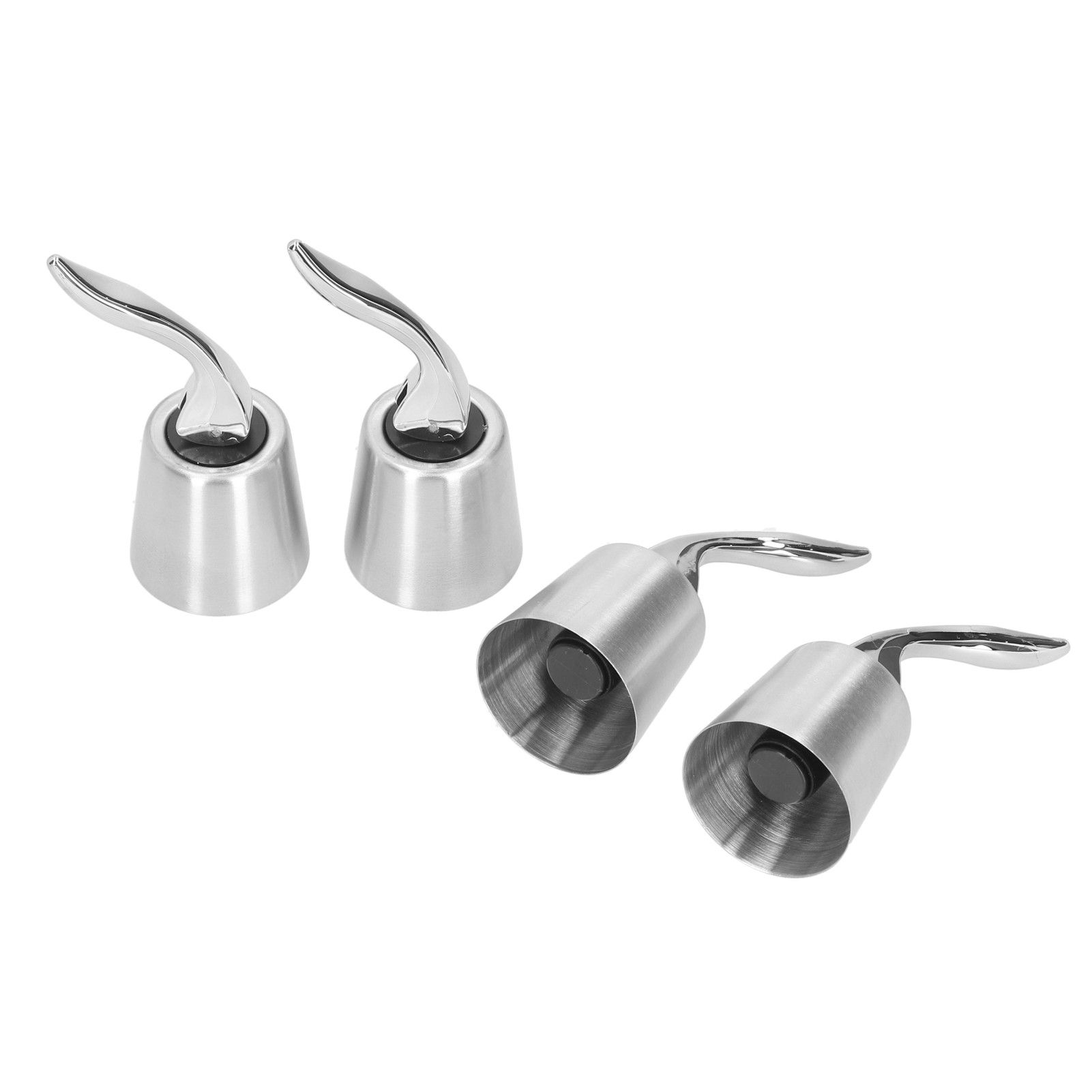 4PCS Wine Bottle Stopper Press Handle Style Expanding Stainless Steel Wine