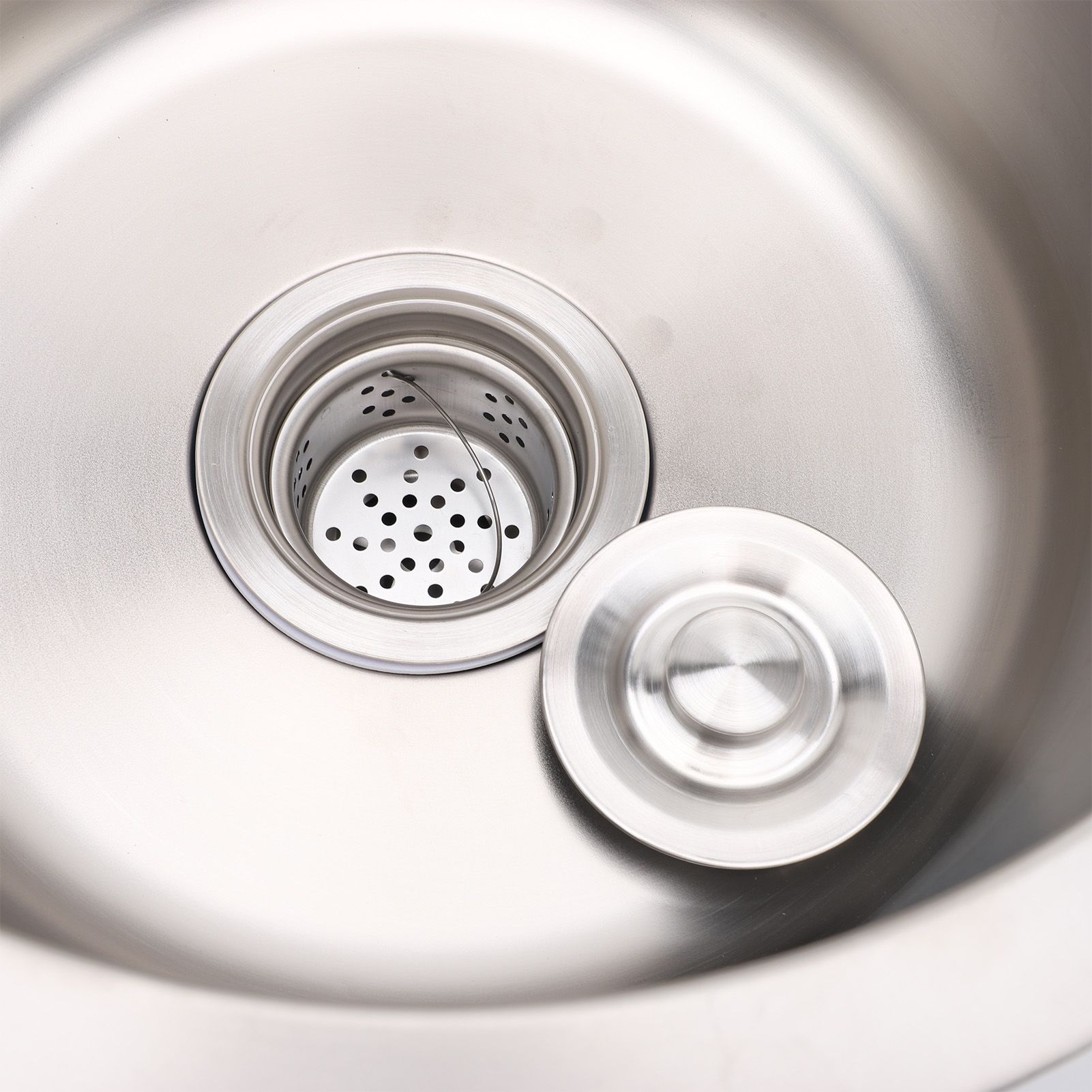 Kitchen Sink 304 Stainless Steel Brushed Single Bowl Rust Proof Round Sink for view 2