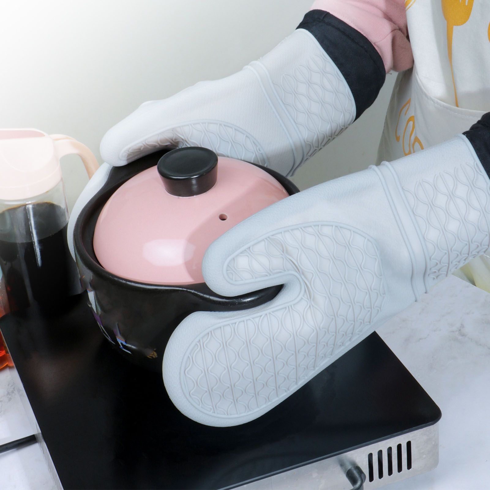 Silicone Oven Gloves Microwave Oven Gloves Heat Resistant Baking Antiscald view 8