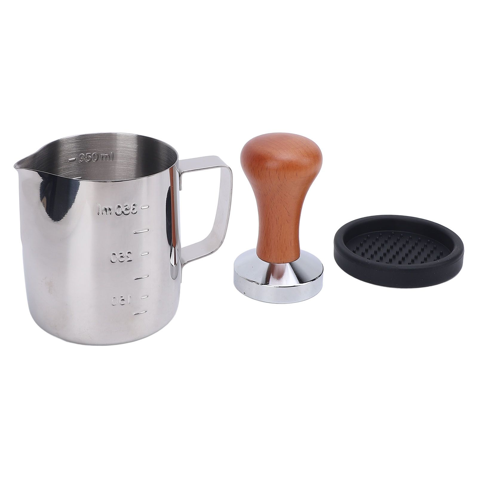 Frothing Pitcher Coffee Tamper Tamper Mat Set 304 Stainless Steel Ergonomic view 4