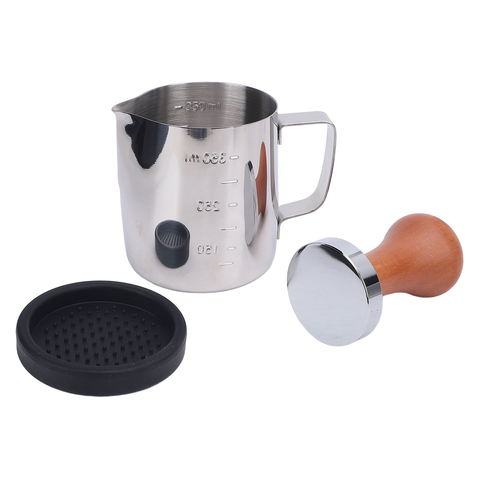 Frothing Pitcher Coffee Tamper Tamper Mat Set 304 Stainless Steel Ergonomic view 8
