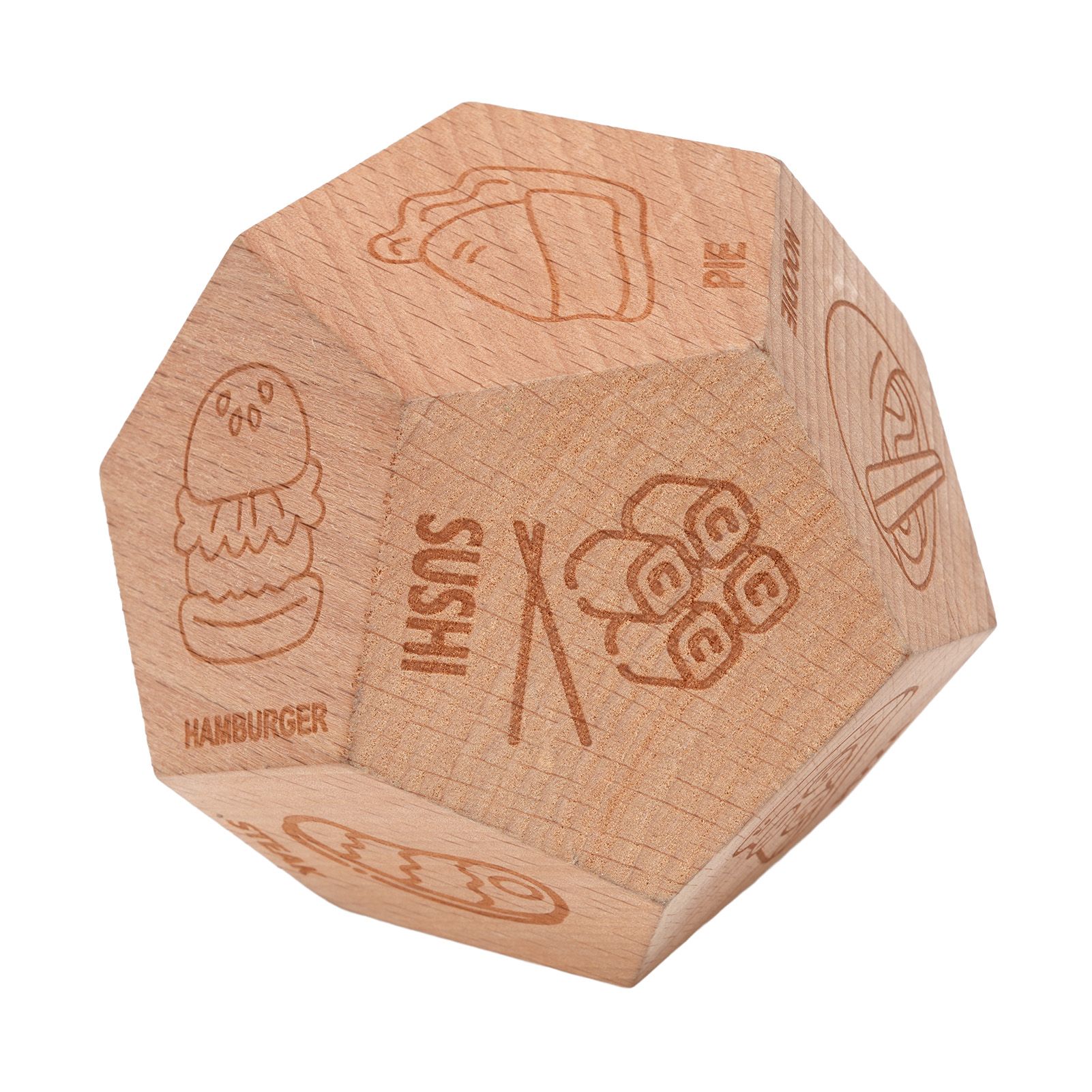 Food Decision Dice 12 Sided Wooden Portable Dinner Choosing Dice for Family