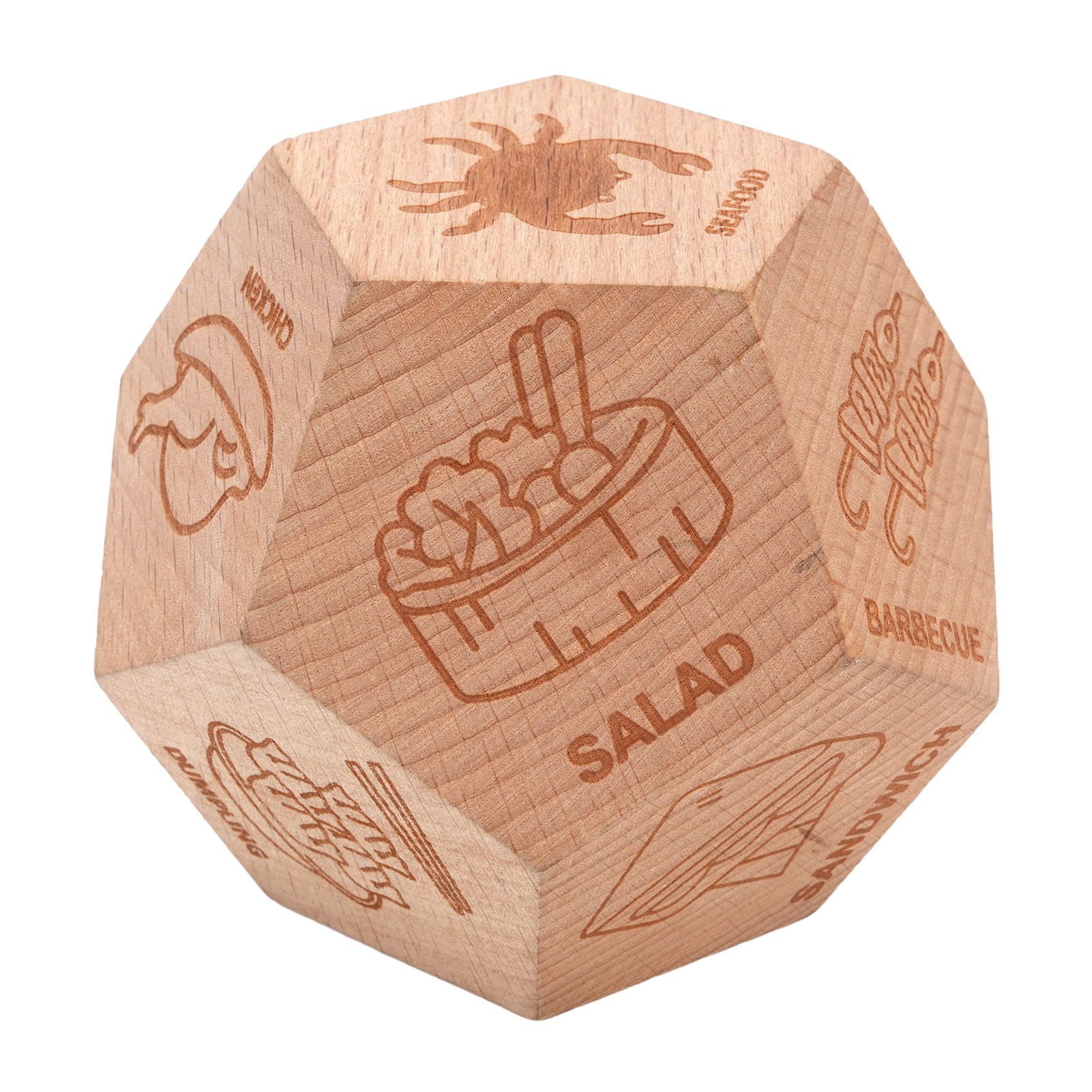 Food Decision Dice 12 Sided Wooden Portable Dinner Choosing Dice for Family view 3