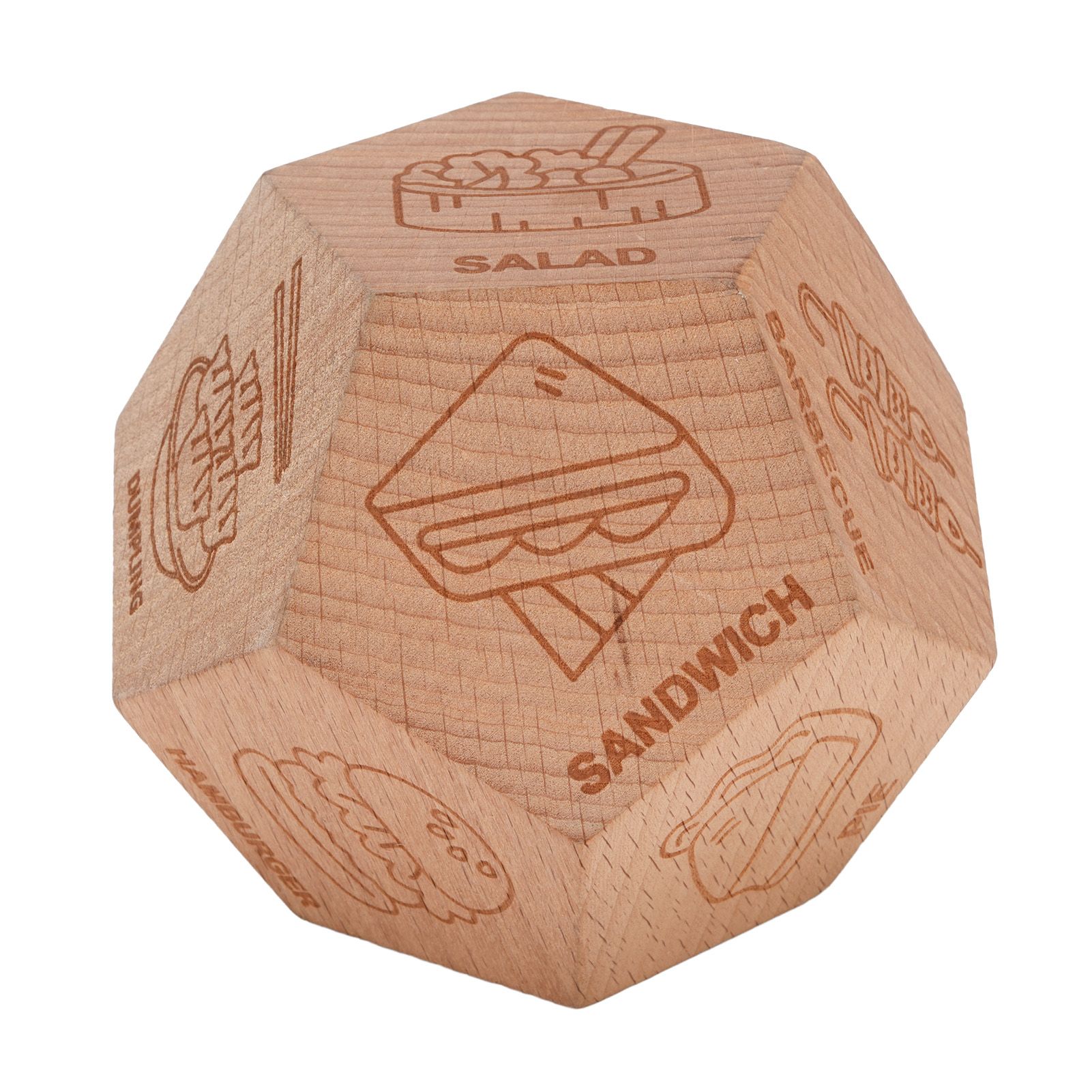 Food Decision Dice 12 Sided Wooden Portable Dinner Choosing Dice for Family view 12