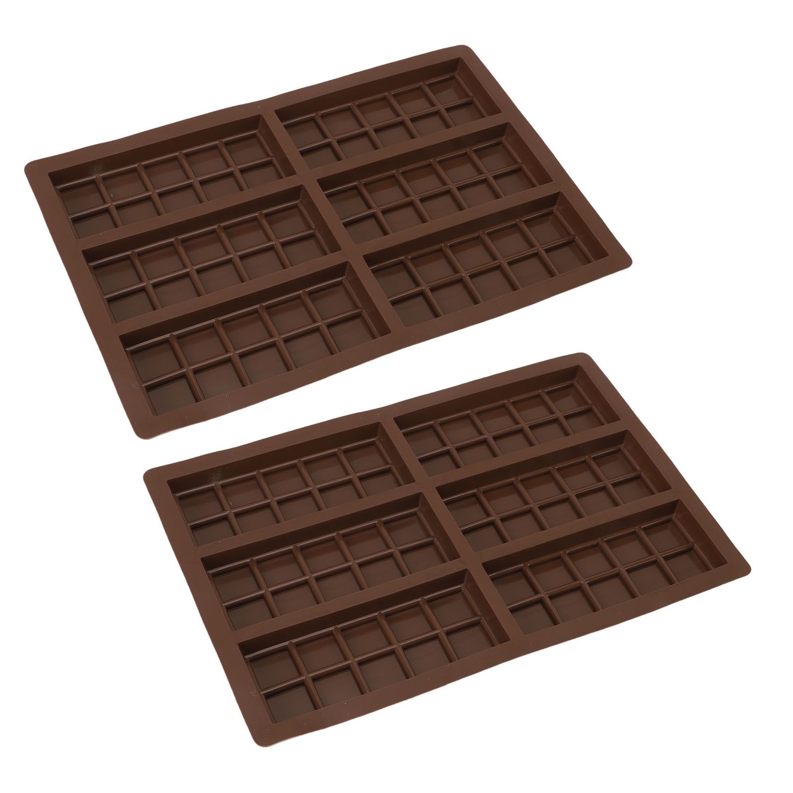 2PCS Chocolate Bar Mold Soft Silicone Reusable Rectangle Grid Chocolate Baking