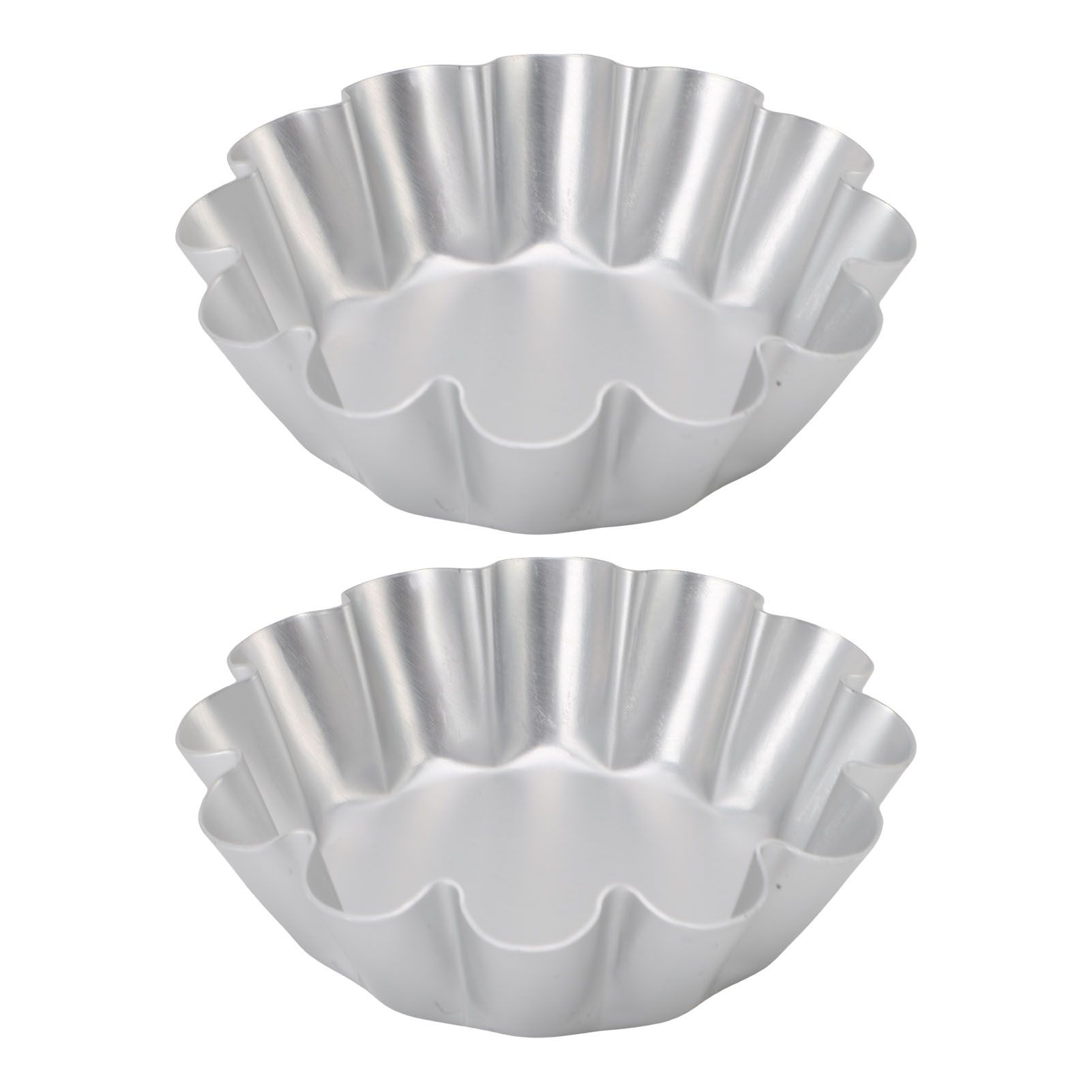 2Pcs Tart Mold Aluminum Alloy Flower Shaped Non Stick Baking Mould for Bread