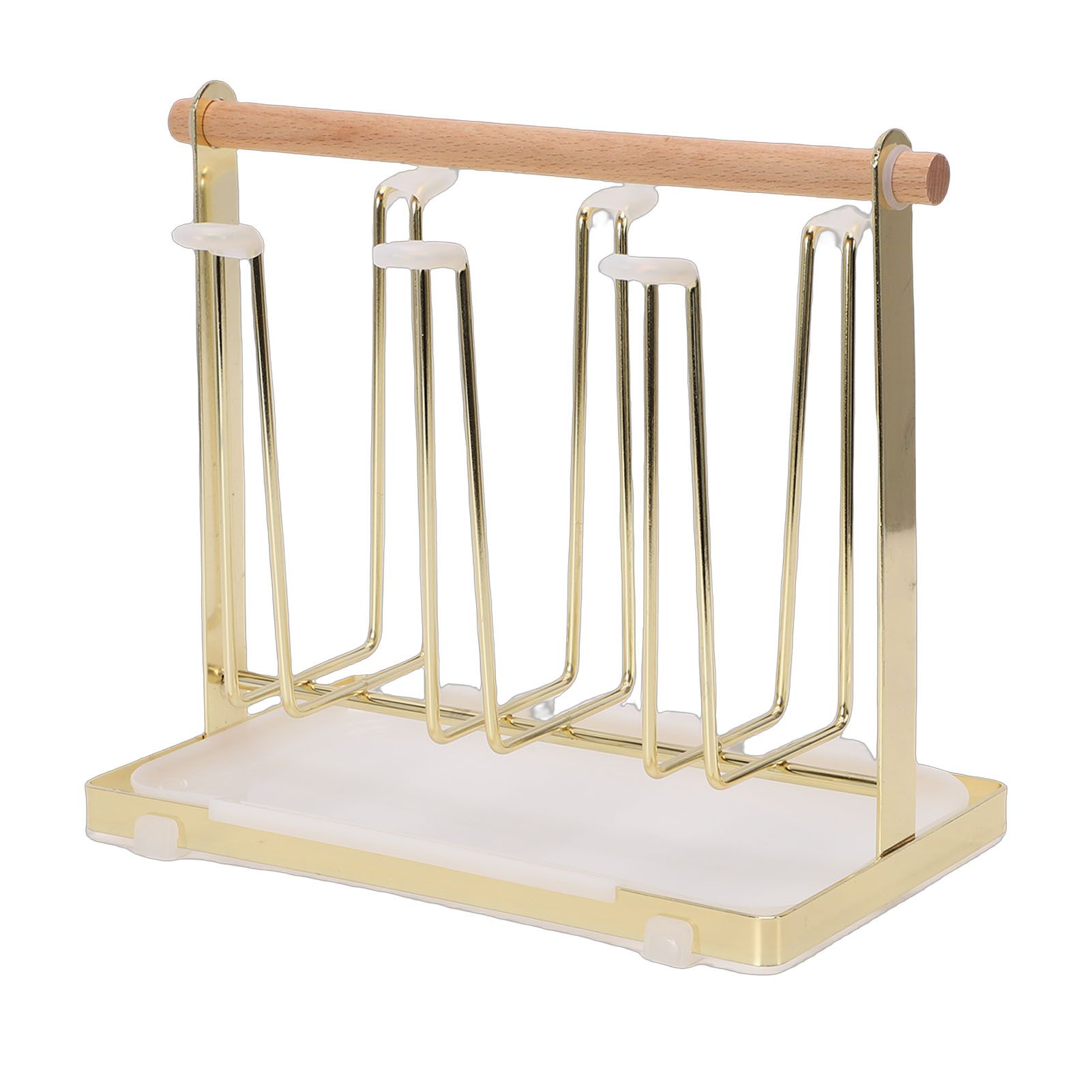 Cup Drying Rack 6 Hooks Non Slip Metal Cup Bottle Holder with Drain Tray for