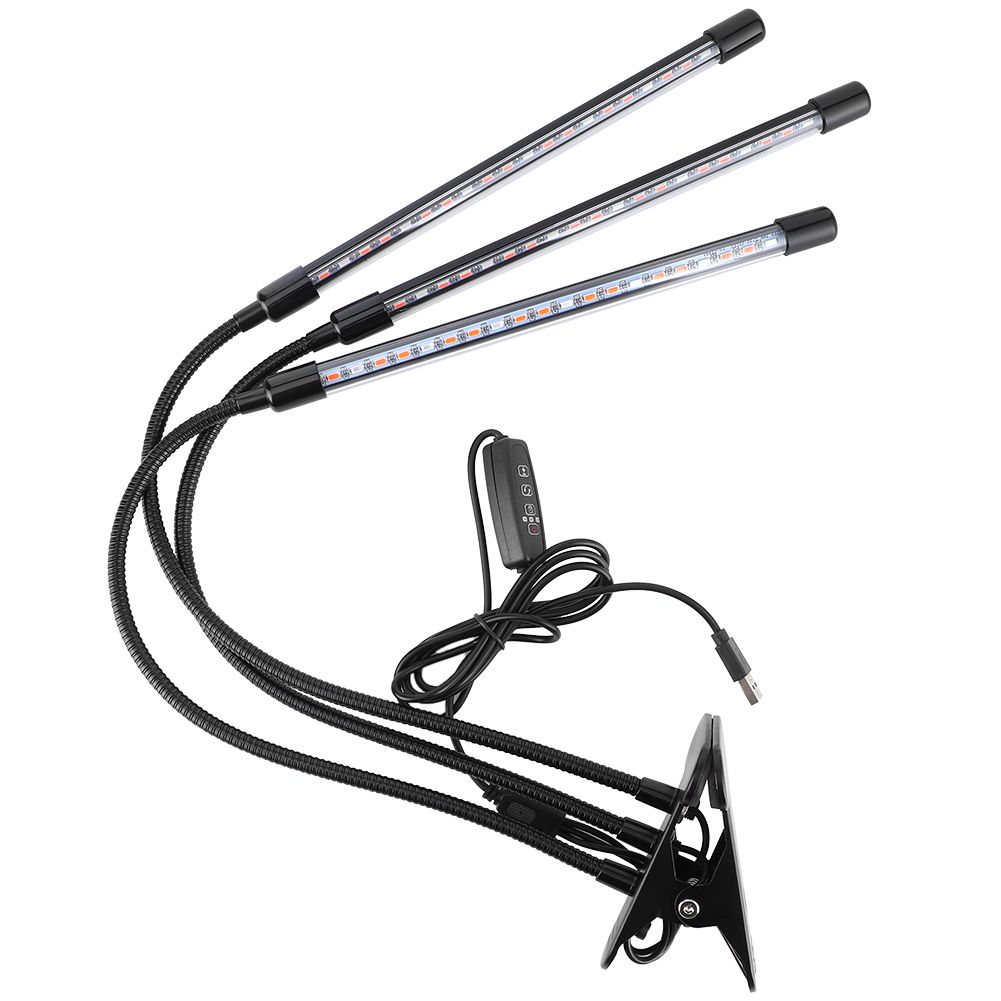 30W USB 3‑Tube Flexible LED Plant Grow Light Full Spectrum Grow Lamp with Clip view 6