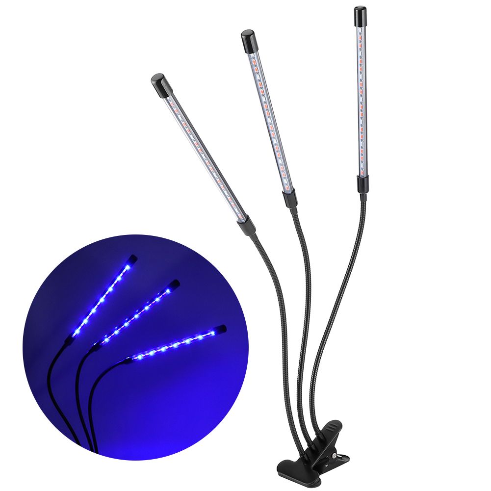 30W USB 3‑Tube Flexible LED Plant Grow Light Full Spectrum Grow Lamp with Clip view 8