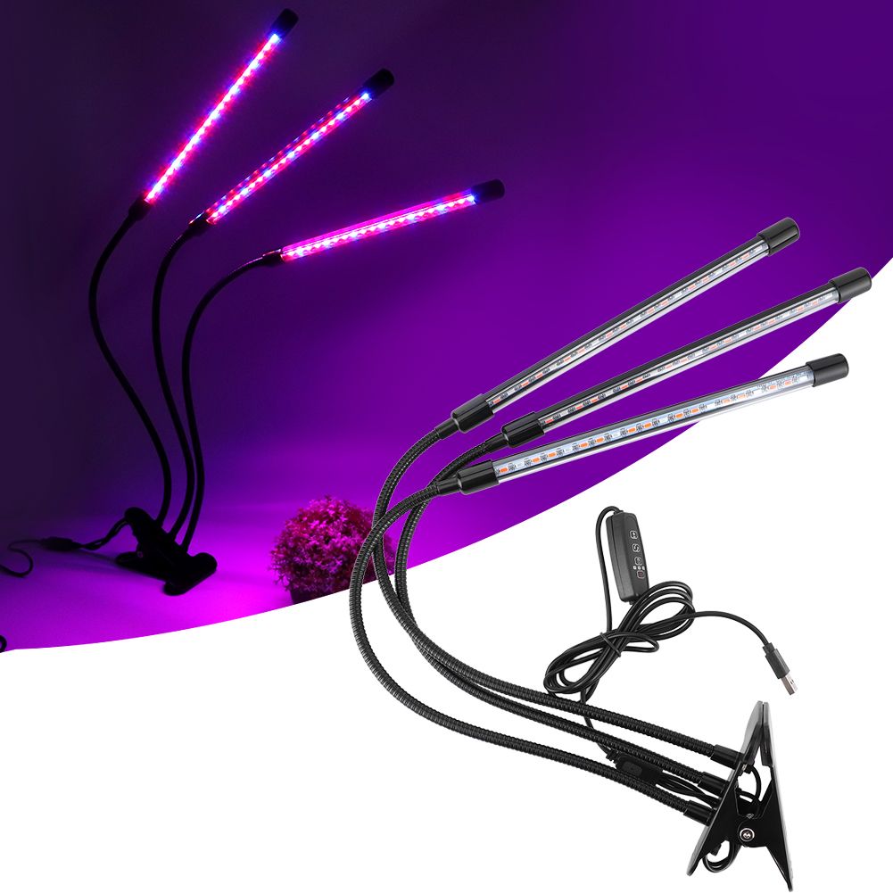 30W USB 3‑Tube Flexible LED Plant Grow Light Full Spectrum Grow Lamp with Clip view 10