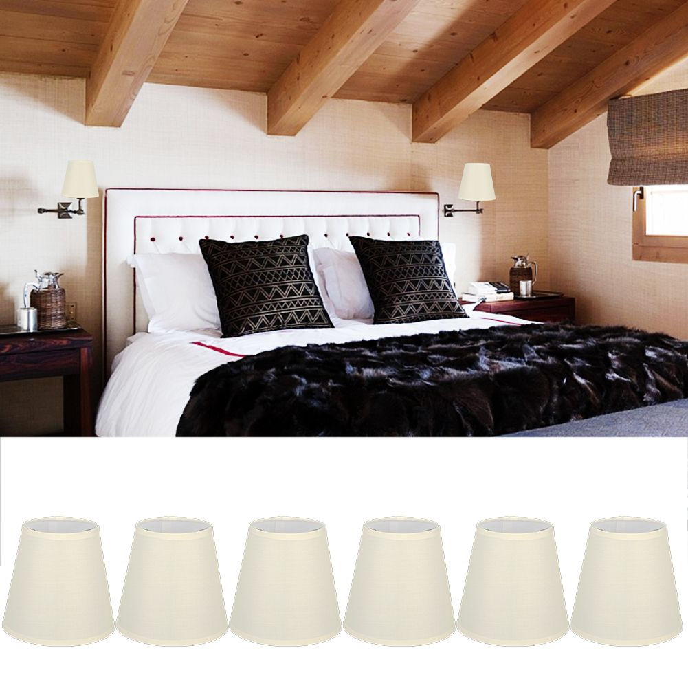 6PCS CreamColoured Fabric Cloth Lamp Shade Replacement for E14 Wall Lamp view 9