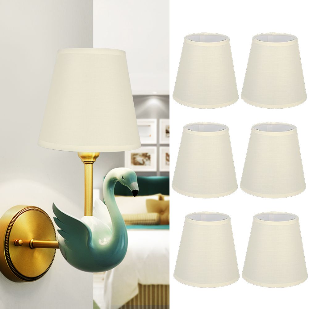 6PCS CreamColoured Fabric Cloth Lamp Shade Replacement for E14 Wall Lamp view 10