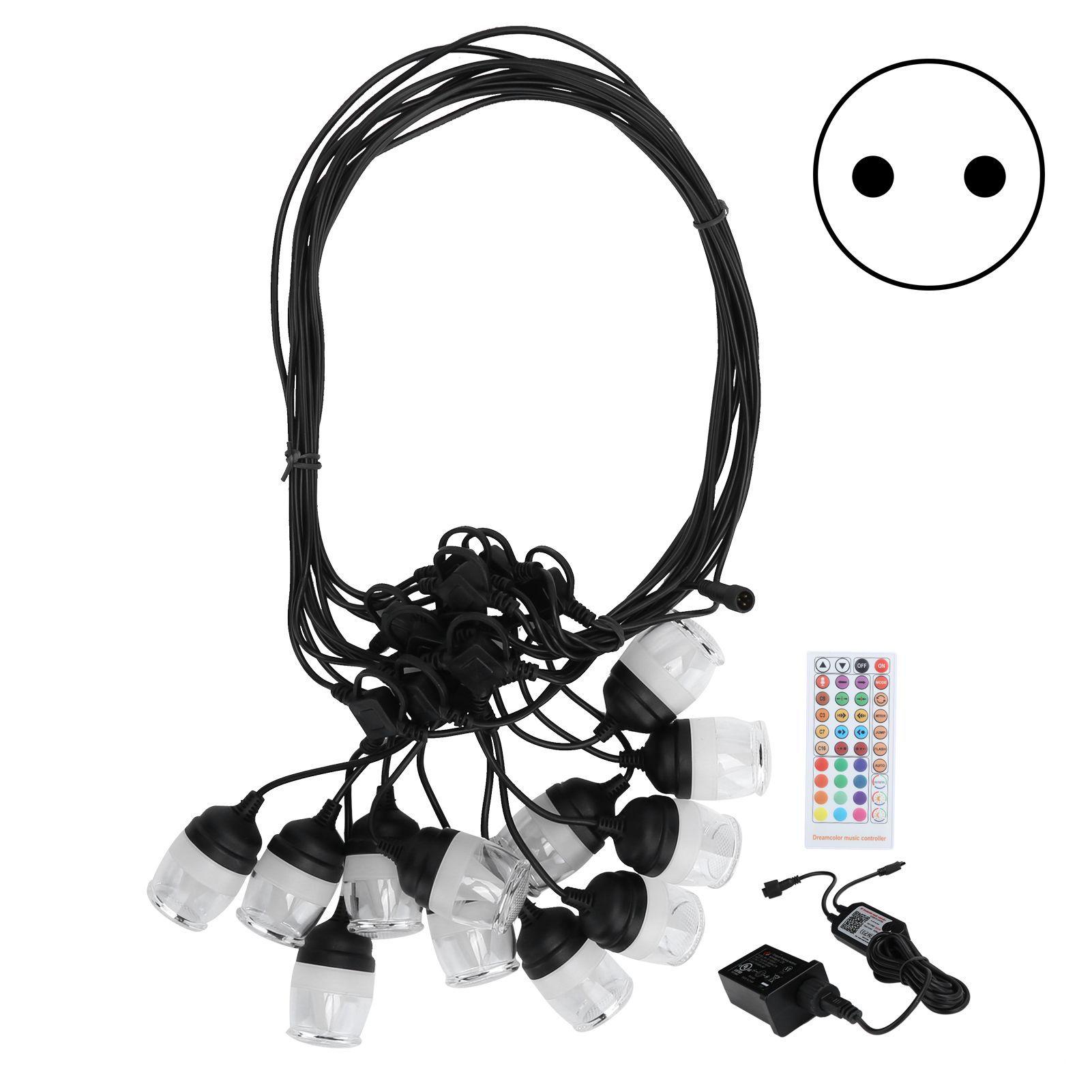 Outdoor Waterproof String Lights RGB Colorful Lights with RF IR Remote Control view 2