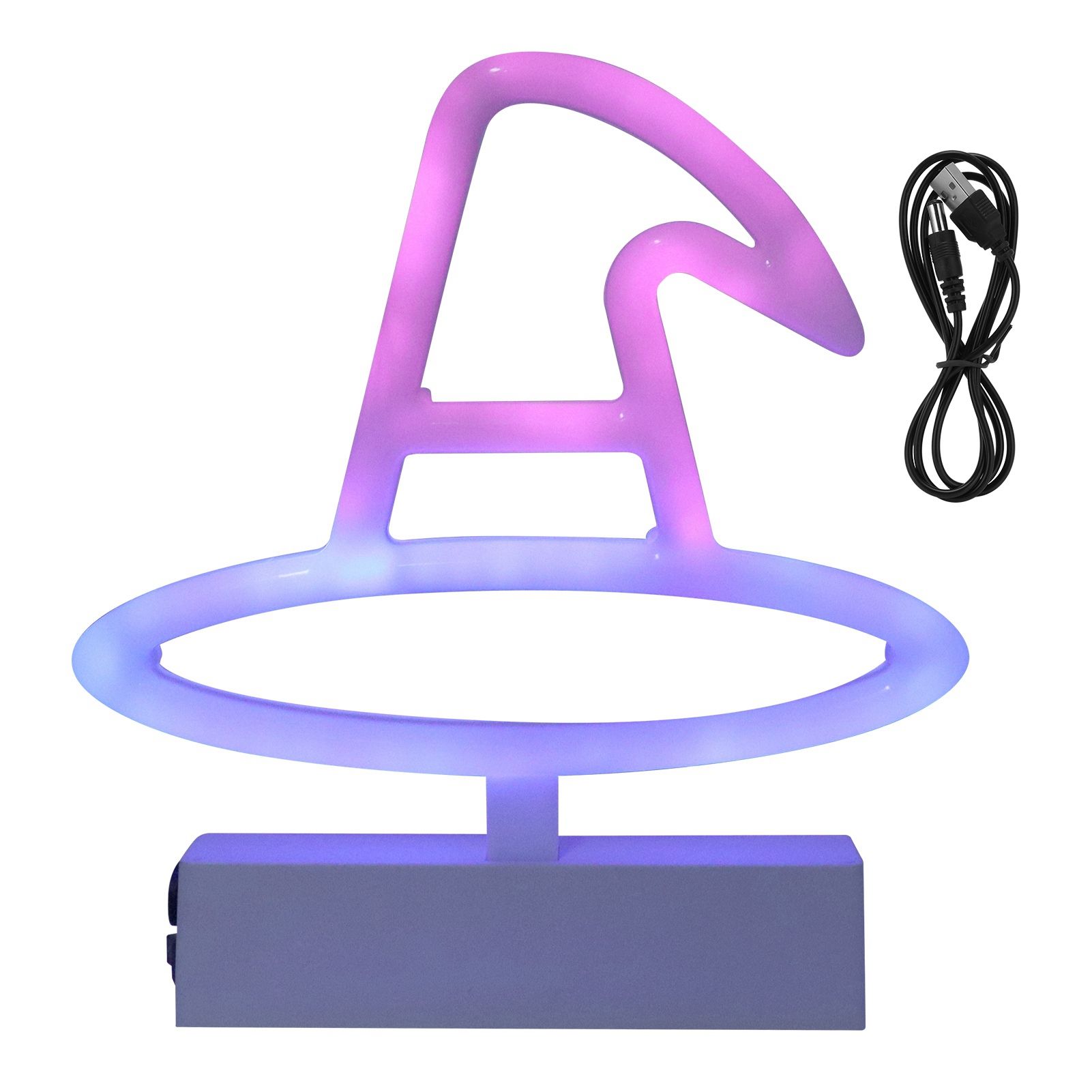 Neon Light Plastic Witch Hat Shape USB Battery Powered RGB Light Source view 2