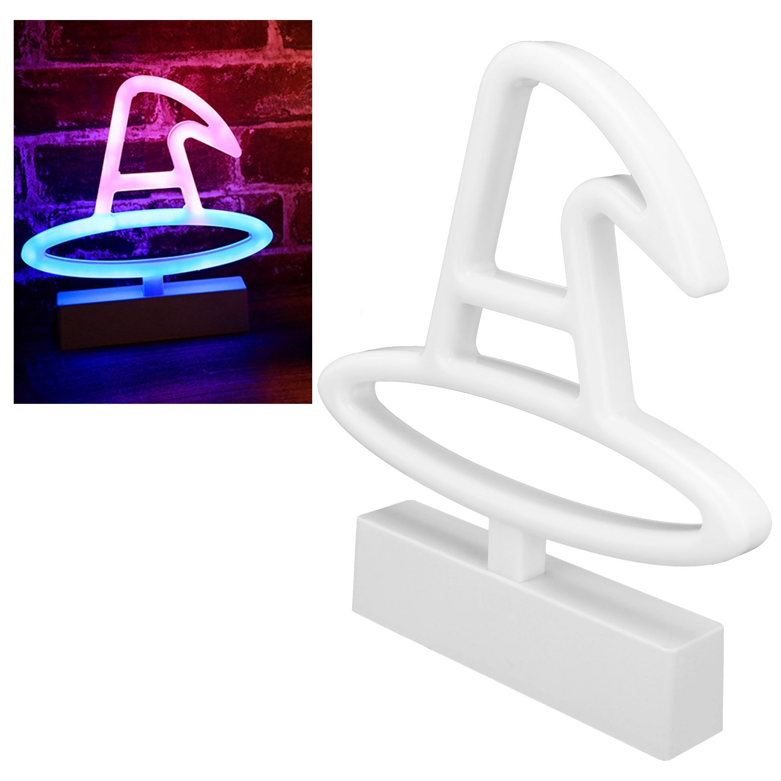 Neon Light Plastic Witch Hat Shape USB Battery Powered RGB Light Source view 11