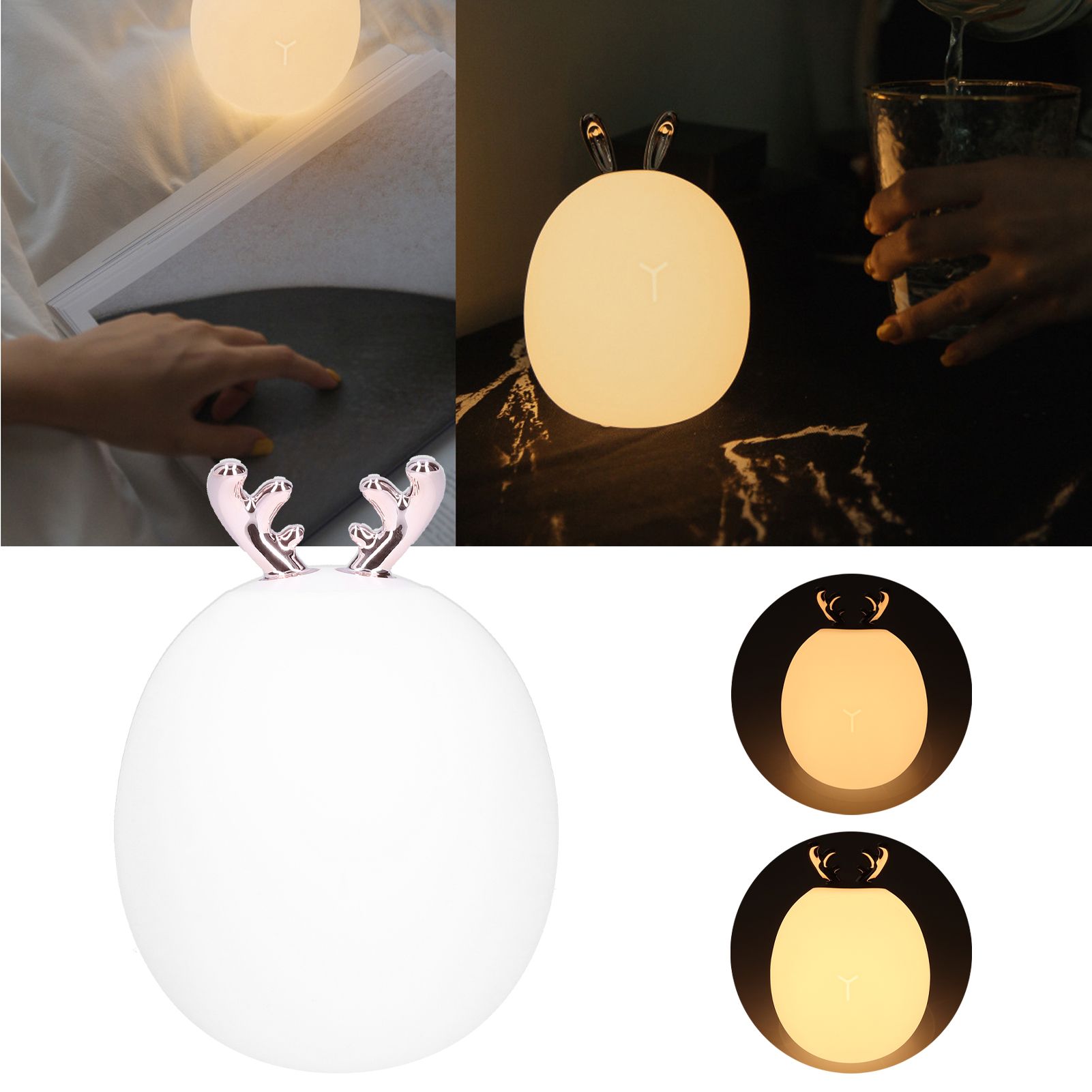 Mini Silicone Lamp Cartoon DeerShape Touch Control LED Night Light USB view 11