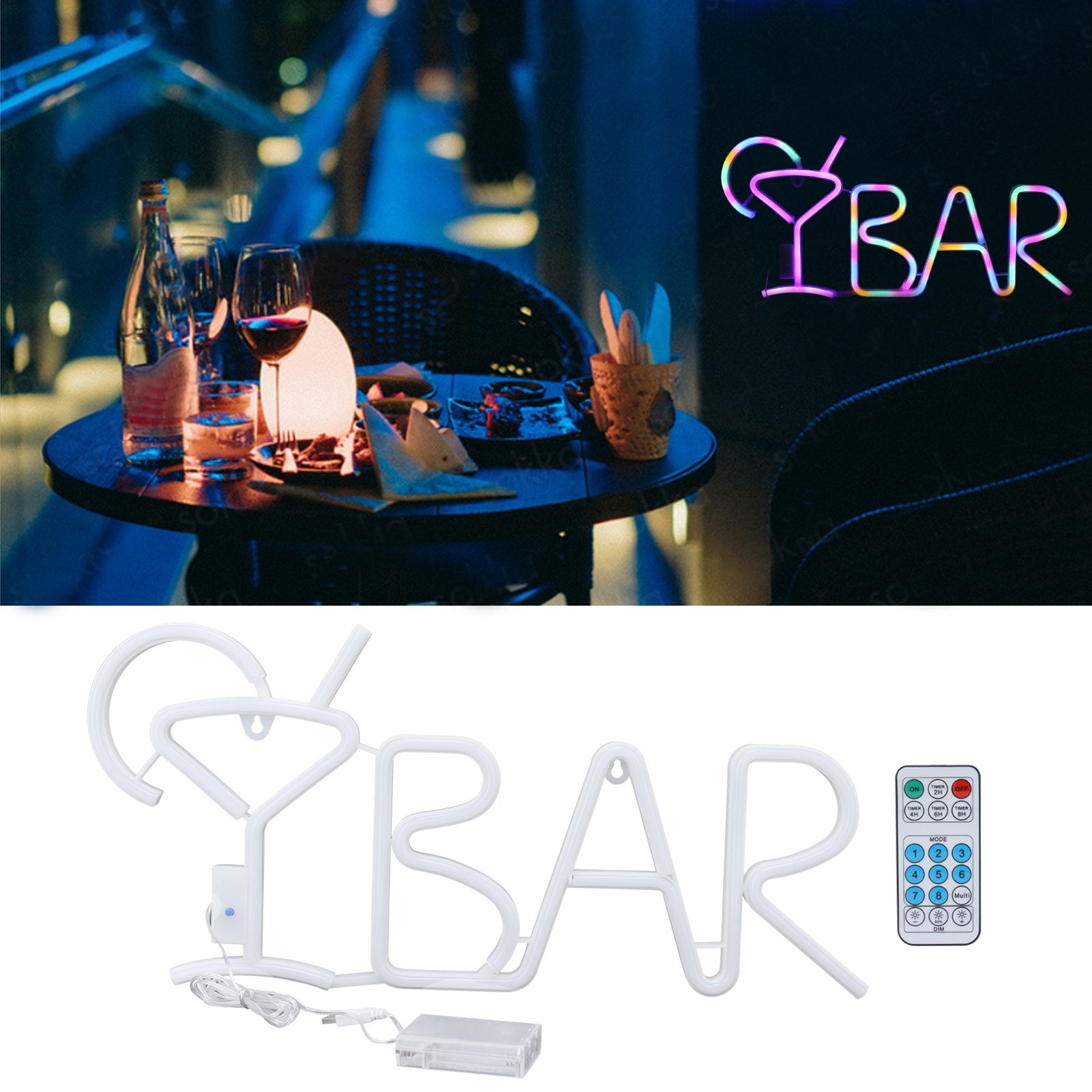 LED Neon Sign BAR Neon Light 8 Modes 24‑Key Remote Control for Home Restaurant view 12