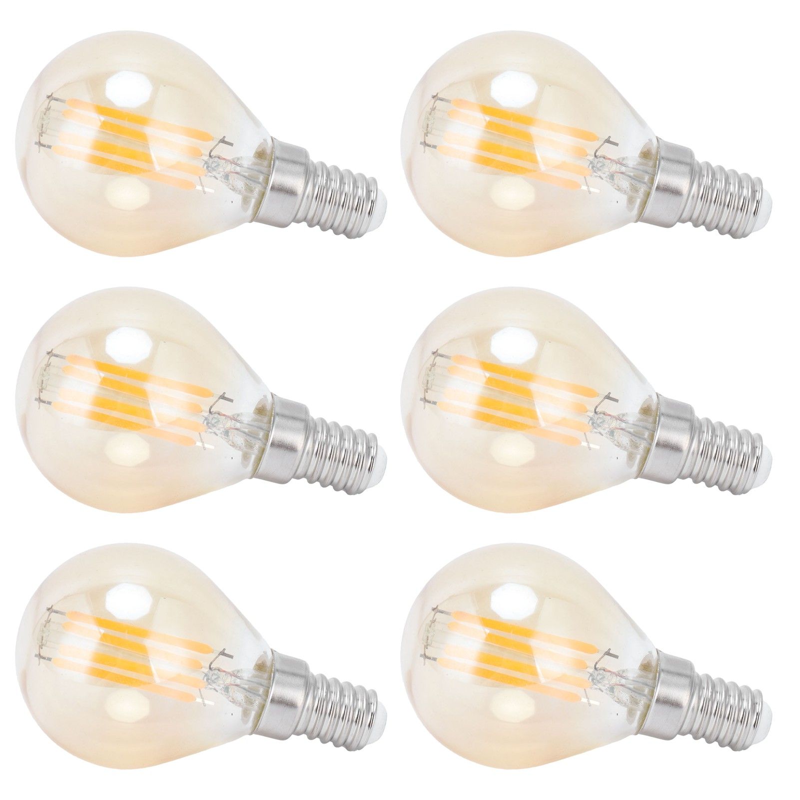 6PCS G45 LED Gold Filament Bulb 2700K 4W E14 Base Vintage Glass Clear Bulb view 5