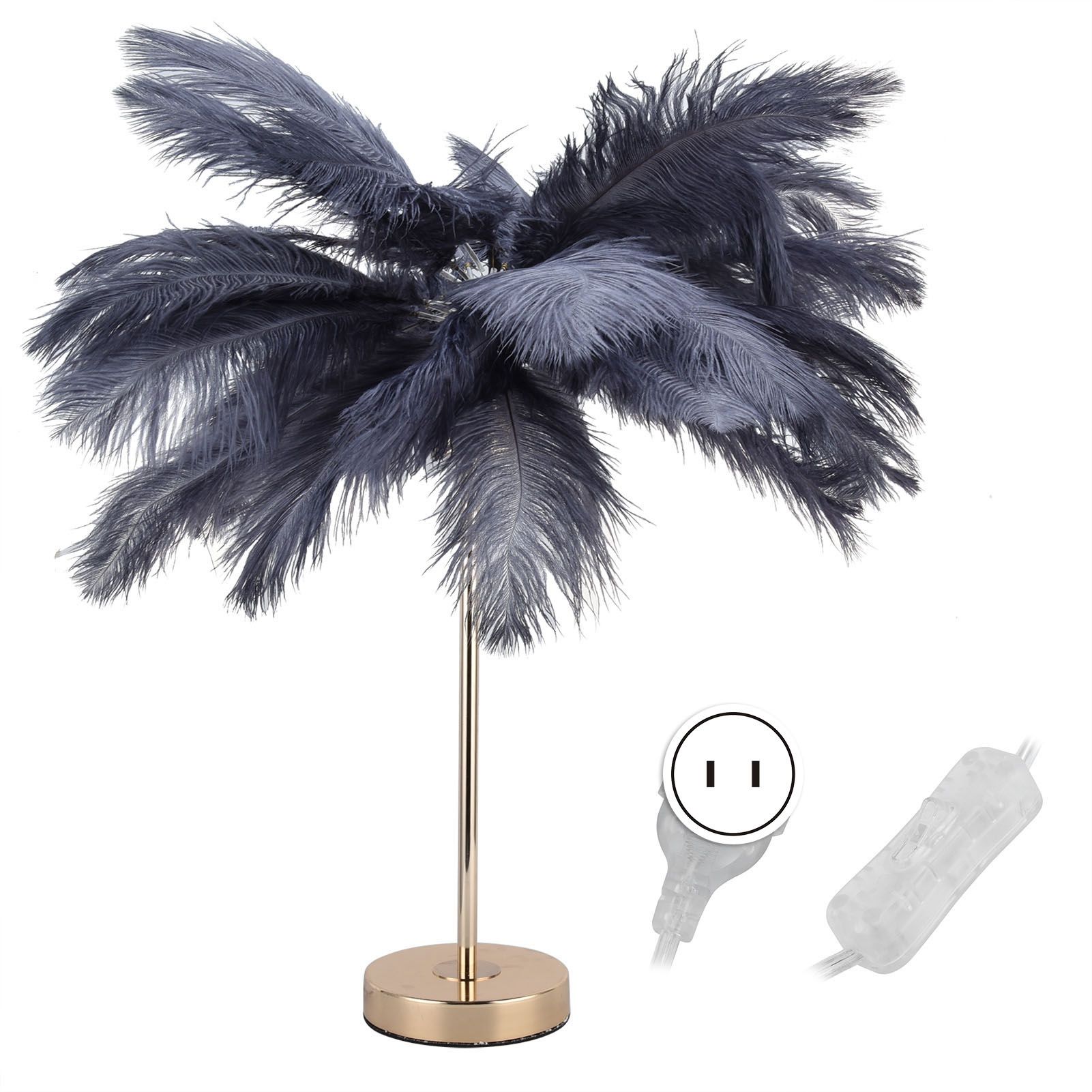 G4 Ostrich Feather Table Lamp Night Light Bedside Light Decoration Lamp for view 2