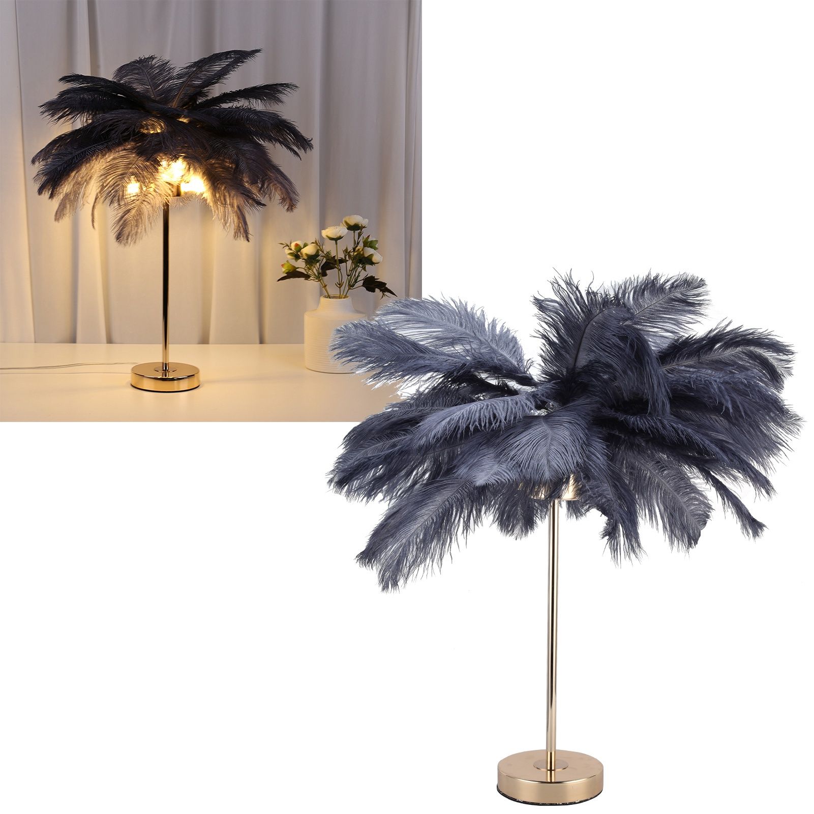 G4 Ostrich Feather Table Lamp Night Light Bedside Light Decoration Lamp for view 11