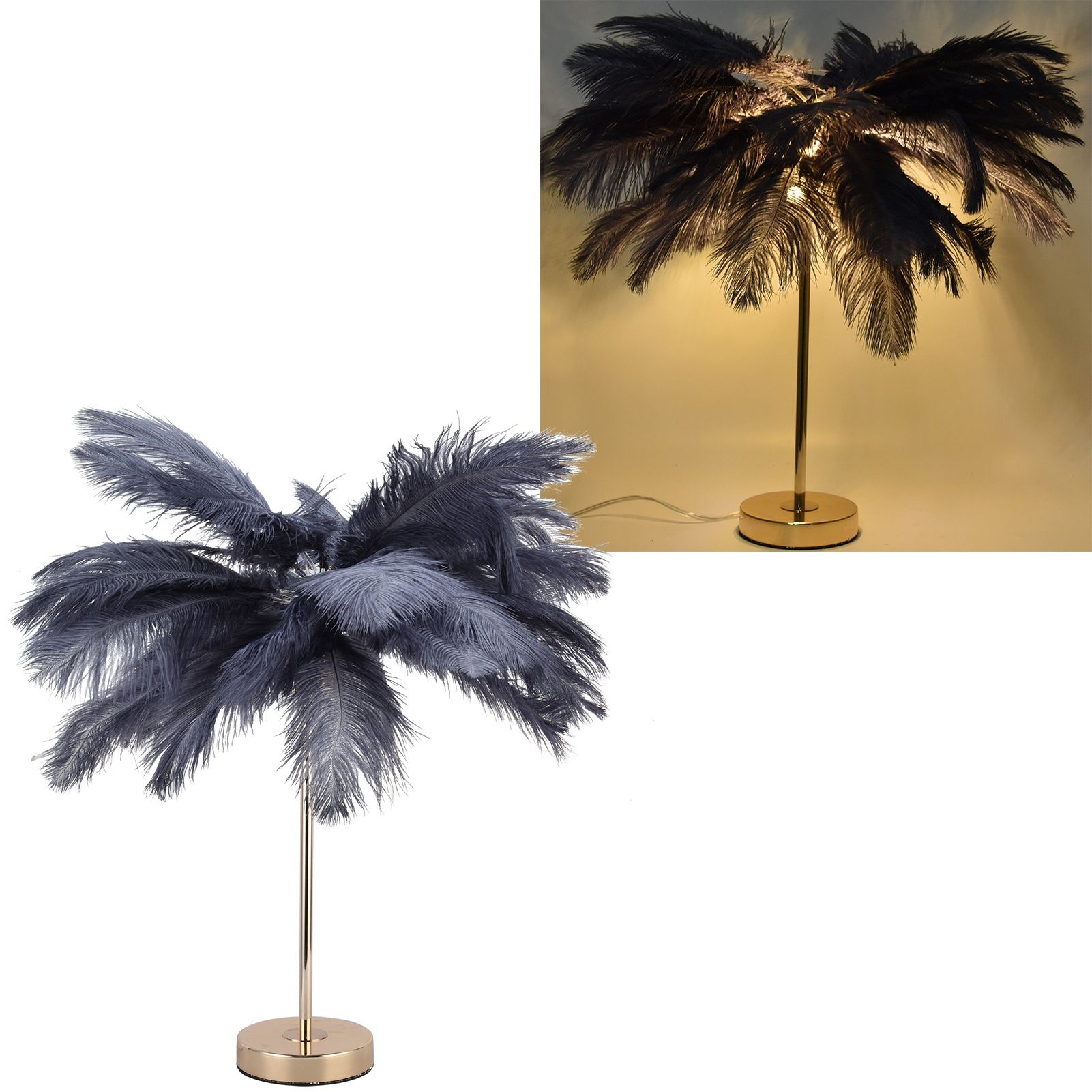 G4 Ostrich Feather Table Lamp Night Light Bedside Light Decoration Lamp for view 12