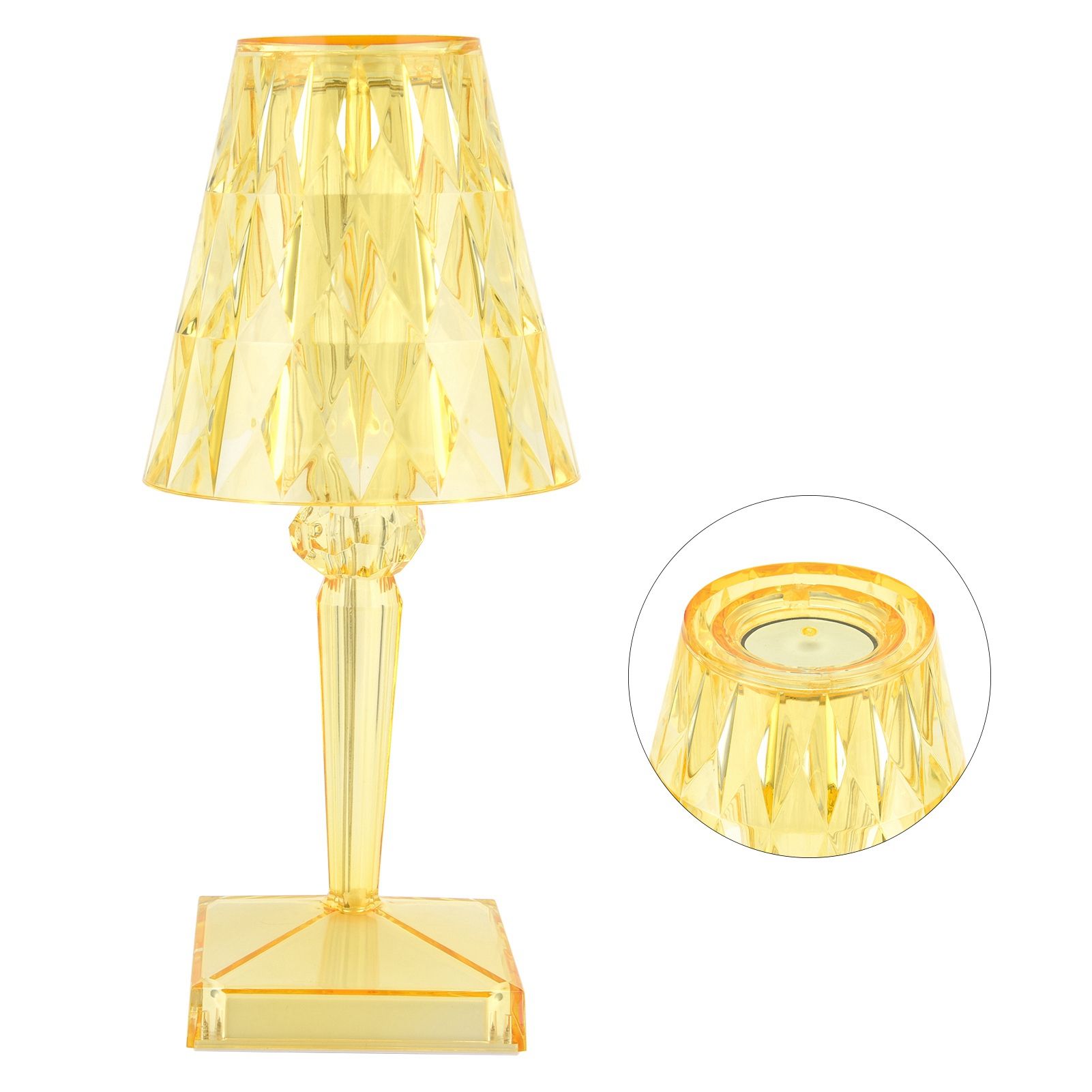 LED Crystal Table Lamp Transparent Prism Dimmable Desk Lamp USB Charging view 8