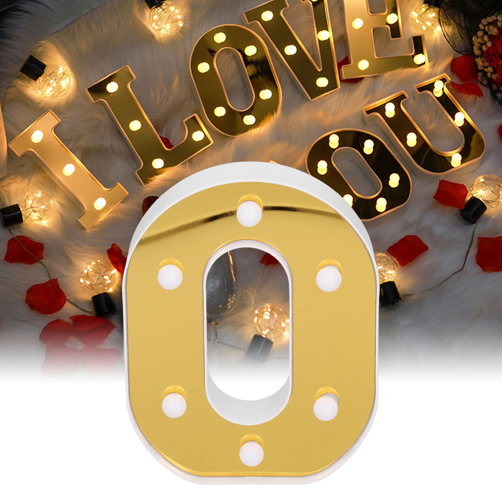 Gold Letter O Sign Lamp LED Alphabet Lamp for Bedroom Wedding Birthday Party view 11